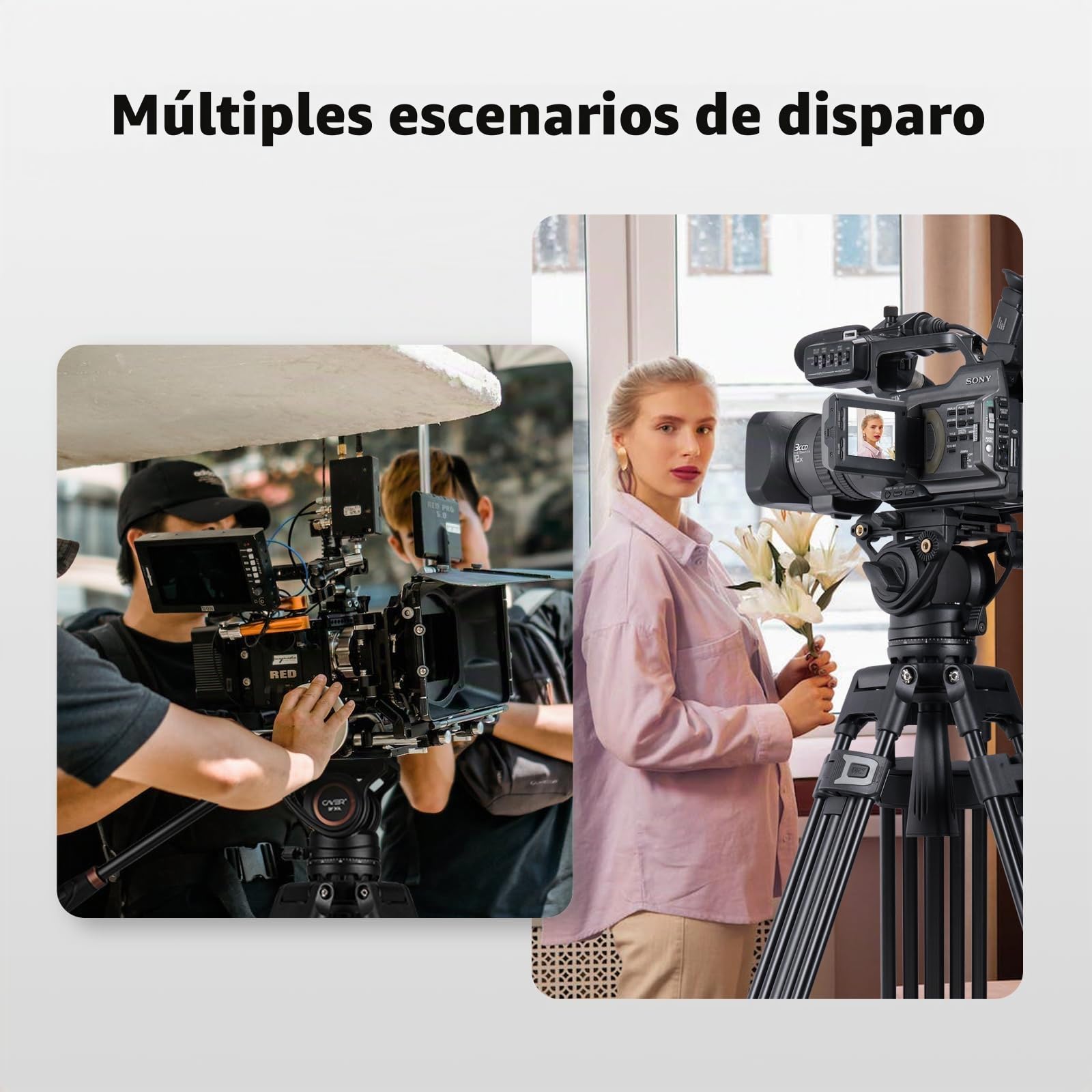 Cayer BF30L 73"/187cm Trípode Video, Soporte de Trípode de Aleación de Aluminio Resistente con 360° Cabezal de Arrastre Fluido, Placa QR Compatible con Canon Nikon Sony Otras,Carga hasta 17.6lb/8kg