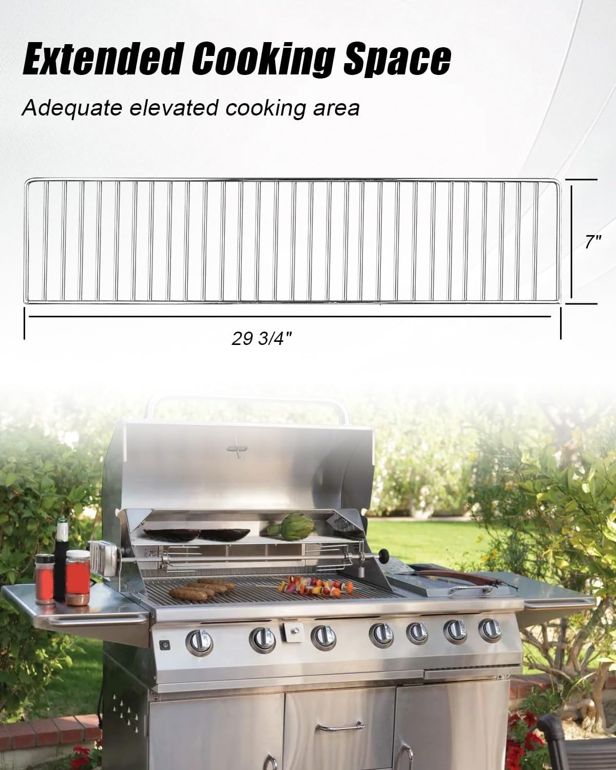 47004 Grill Warming Rack for Bull 30 Gas Grill, Heavy Duty 304 Stainless Steel Grill Replacement Warming Rack Fits for Angus Outlaw Lonestar 4 Burner & Bison Charcoal BBQ Grills