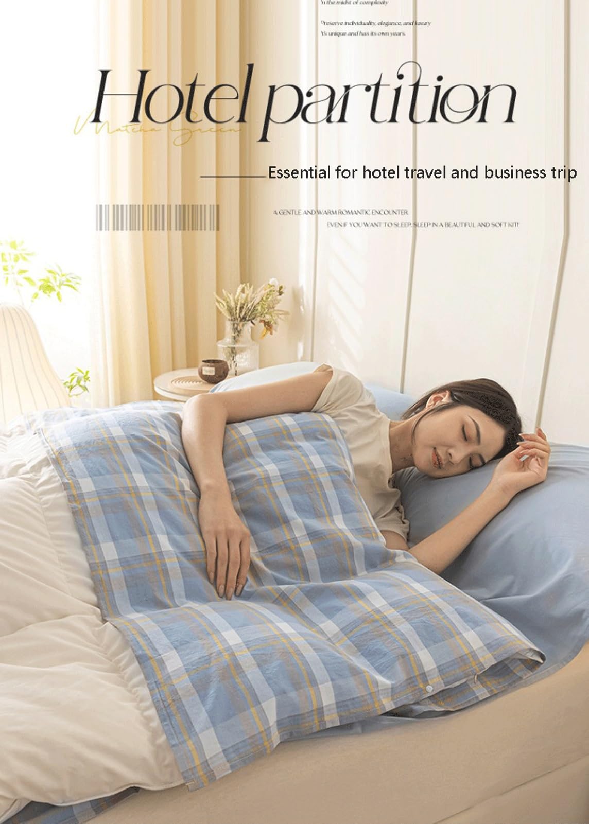 RUZGAR Plaid Sleeping Bag Liner Single Double Ultralight Travel Sheet Travel Camping Sheet Sleeping Sheet Hotel Sheet for Outdoor Travel Hotels(Green,160x210cm-63x82)