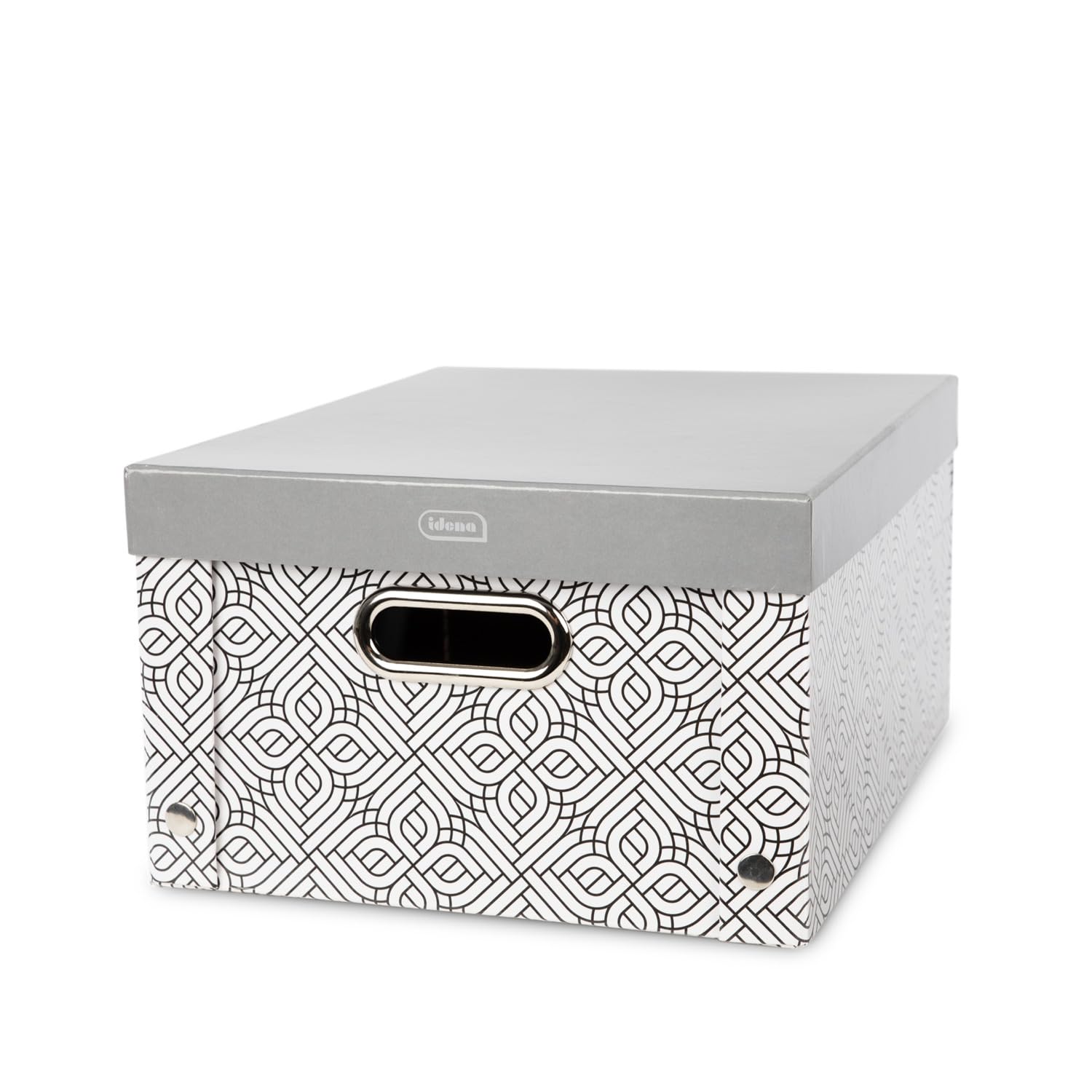 Idena 11196 - Caja con tapa y asas de metal, cesta de cartón resistente, aprox. 37,5 x 28 x 18 cm