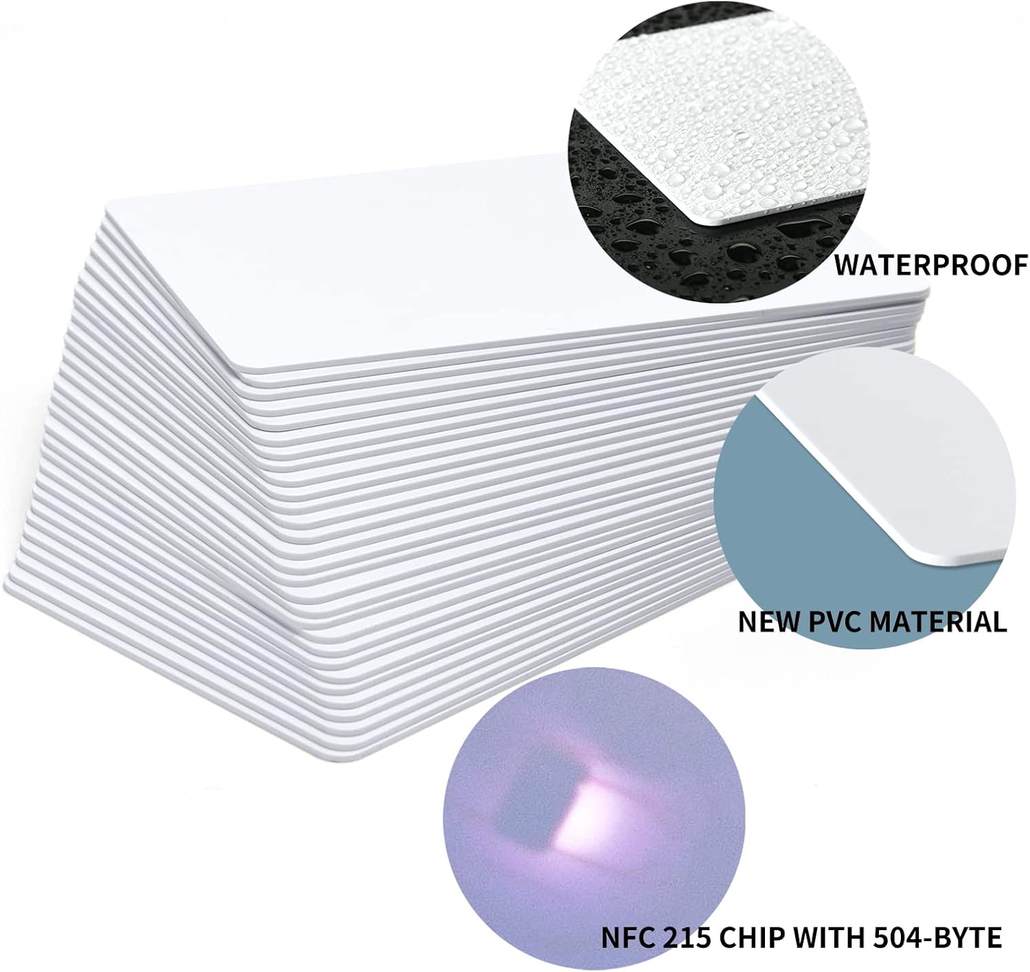 100 PCS NTAG215 NFC Cards - Blank 215 Tags, Rewritable, 504 Bytes Memory, Compatible with NFC Enabled Smart Phones