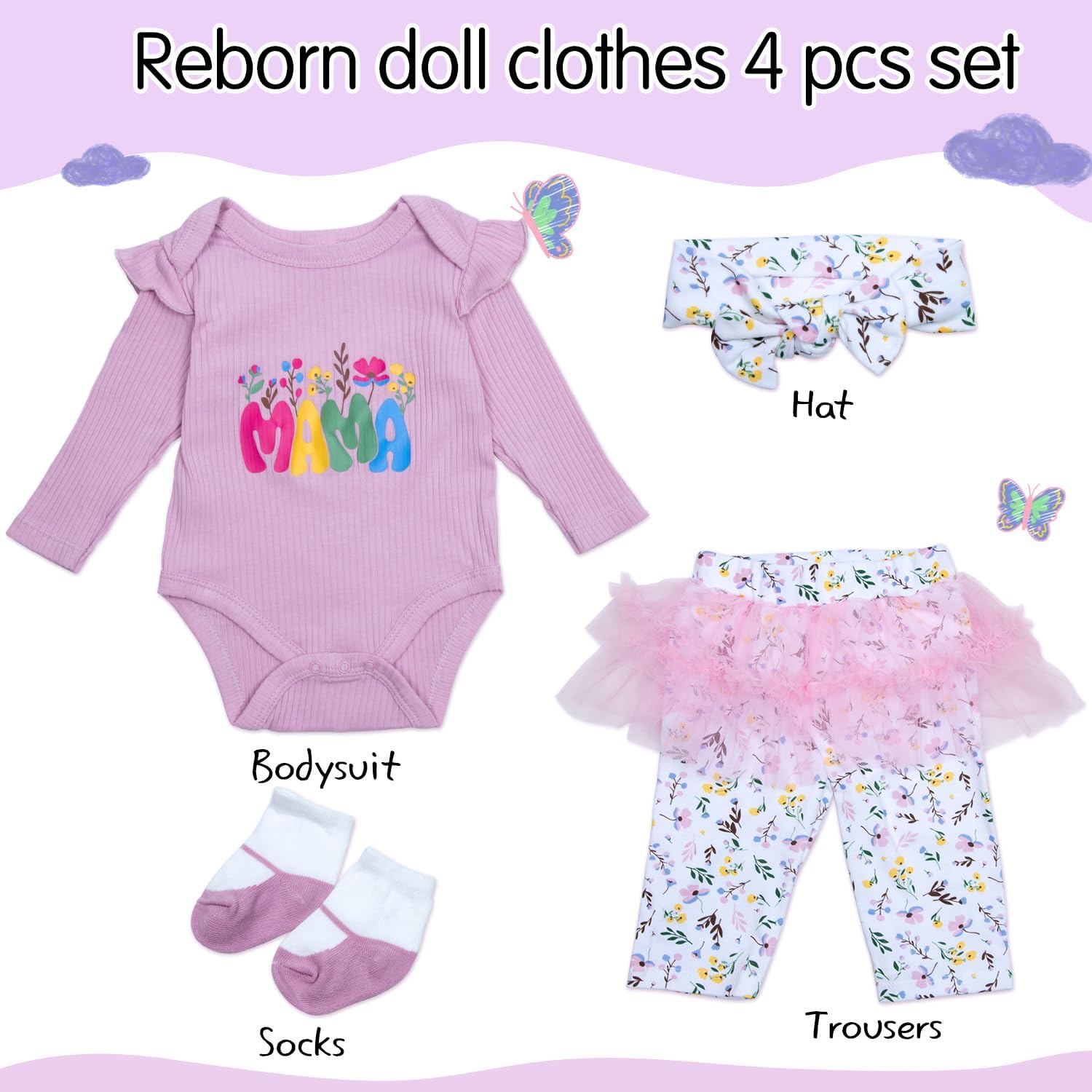 ピンクの花柄リボーンドール Amazon.co.jp: リボーンドール服 22インチ 女の子 ピンクフラワー 20