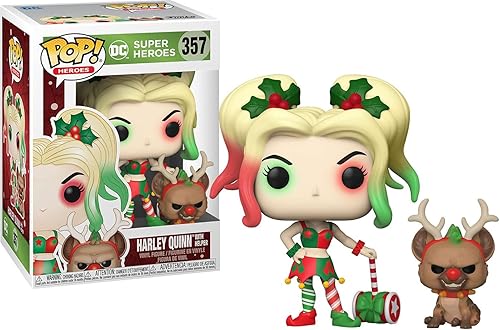 Funko DC Heroes: DC Holiday - Harley Quinn con ayudante, multicolor, 3.75 pulgadas (50656)