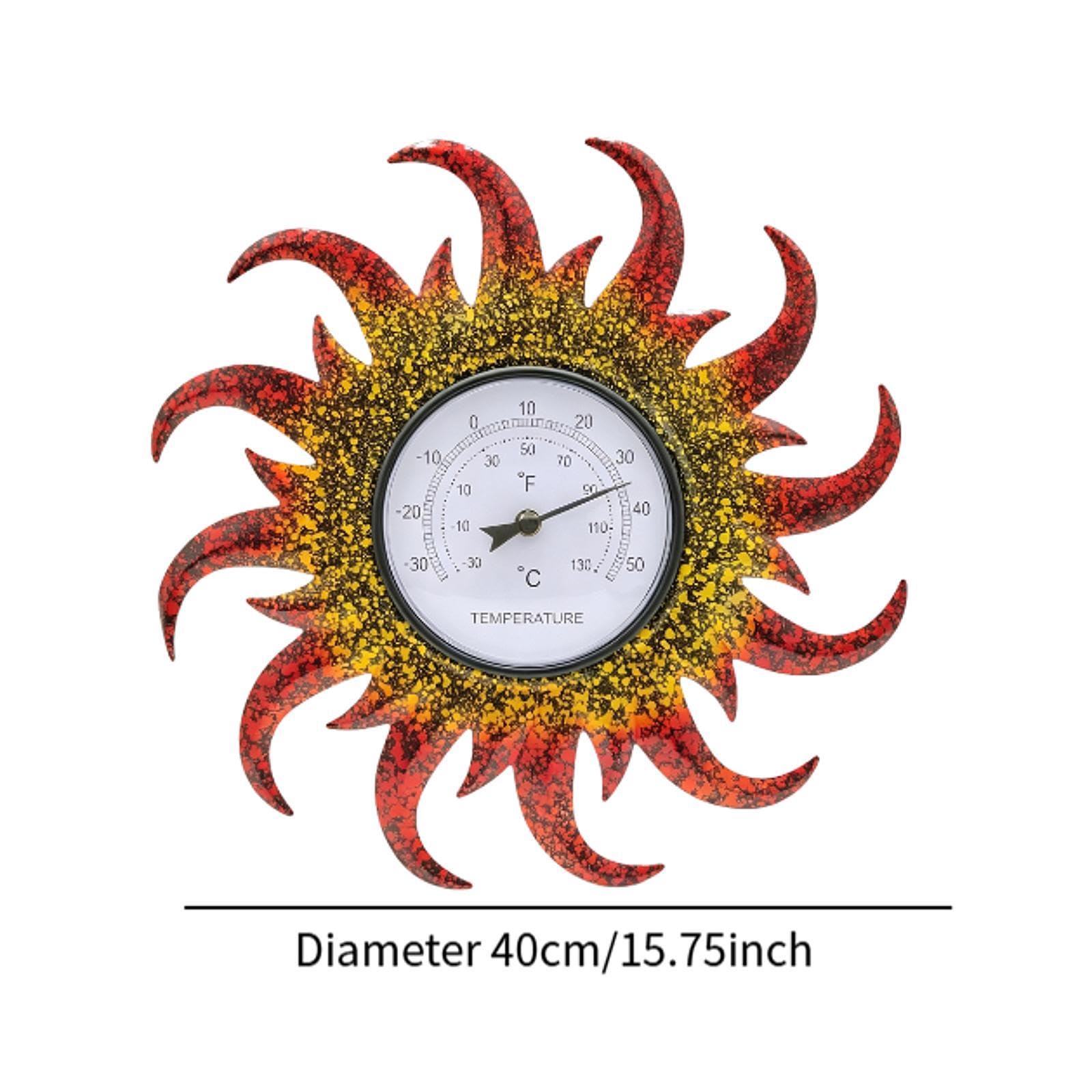 Termometro da esterno decorativo in metallo, regalo impermeabile, ornamento a forma di girasole, termometro da parete per, giardino, balcone, B