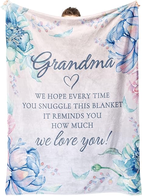 Gowelly Grandma Blanket Gifts, Grandma Birthday Gifts, Present for Grandma from Grandchildren on Mothers Day, We Love You Cozy Throw Blankets 50'' x 60''