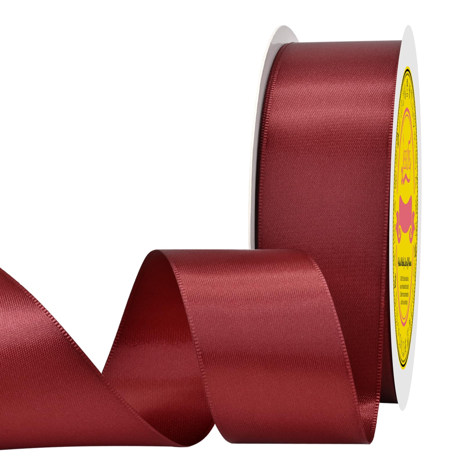 Double Face Sherry Satin Ribbon 1-1/2 inch X 50 Yards Polyester Sherry Ribbon for Gift Wrapping Very Suitable for Weddings Party Hair Bow Invitation Decorations and More