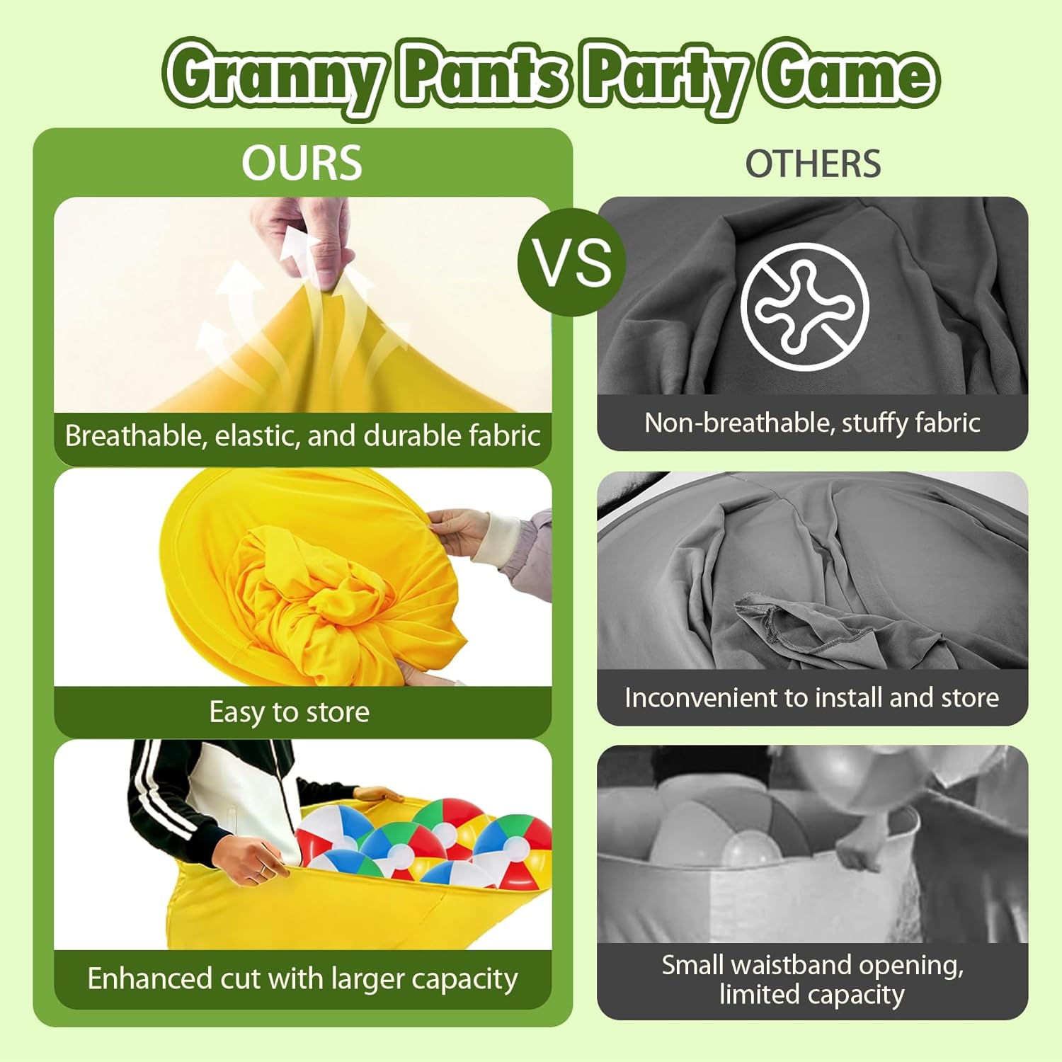 Granny Pants Yard Game, Granny Pants Outdoor Game with 4PCS Granny Pants, 20 Bouncy Balls & 2 Pump, Granny Pants Game for Family Reunions, BBQ Parties, Field Day Fun & Group Challenges