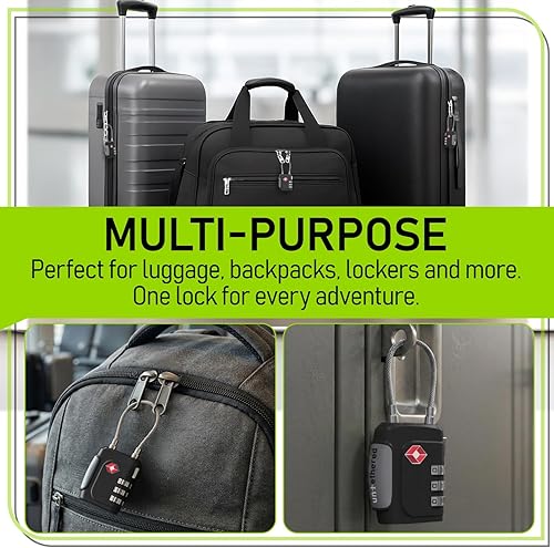 Miniatura 7 de Untethered TSA Luggage Locks (3 Pack) Resettable 3-Digit Combination TSA Approved Travel Padlocks for Suitcases, Backpacks, Gym Bags & Checked