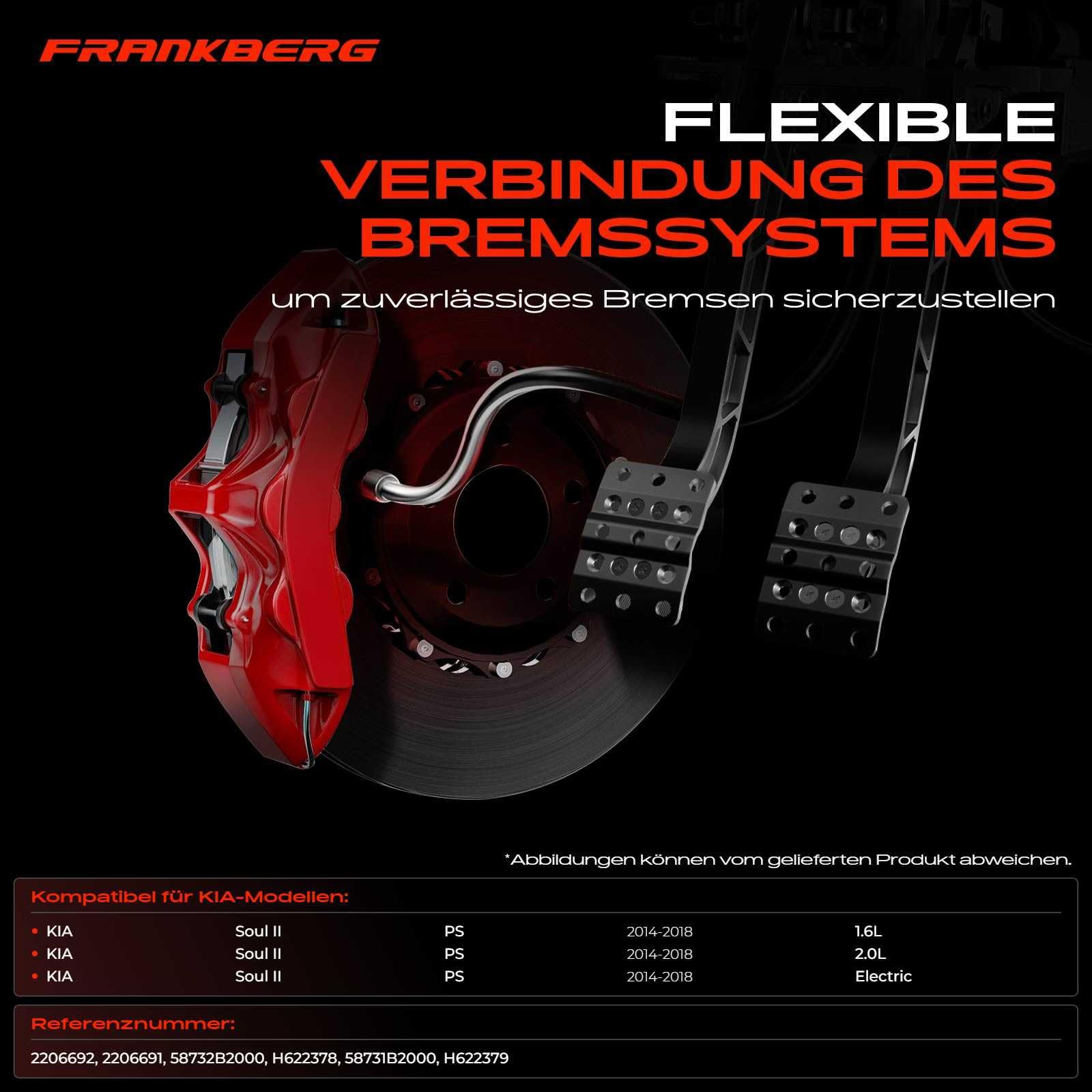Frankberg 2 mangueras de freno delanteras de 471 mm 58732C5000 | Compatible con: Soul II PS