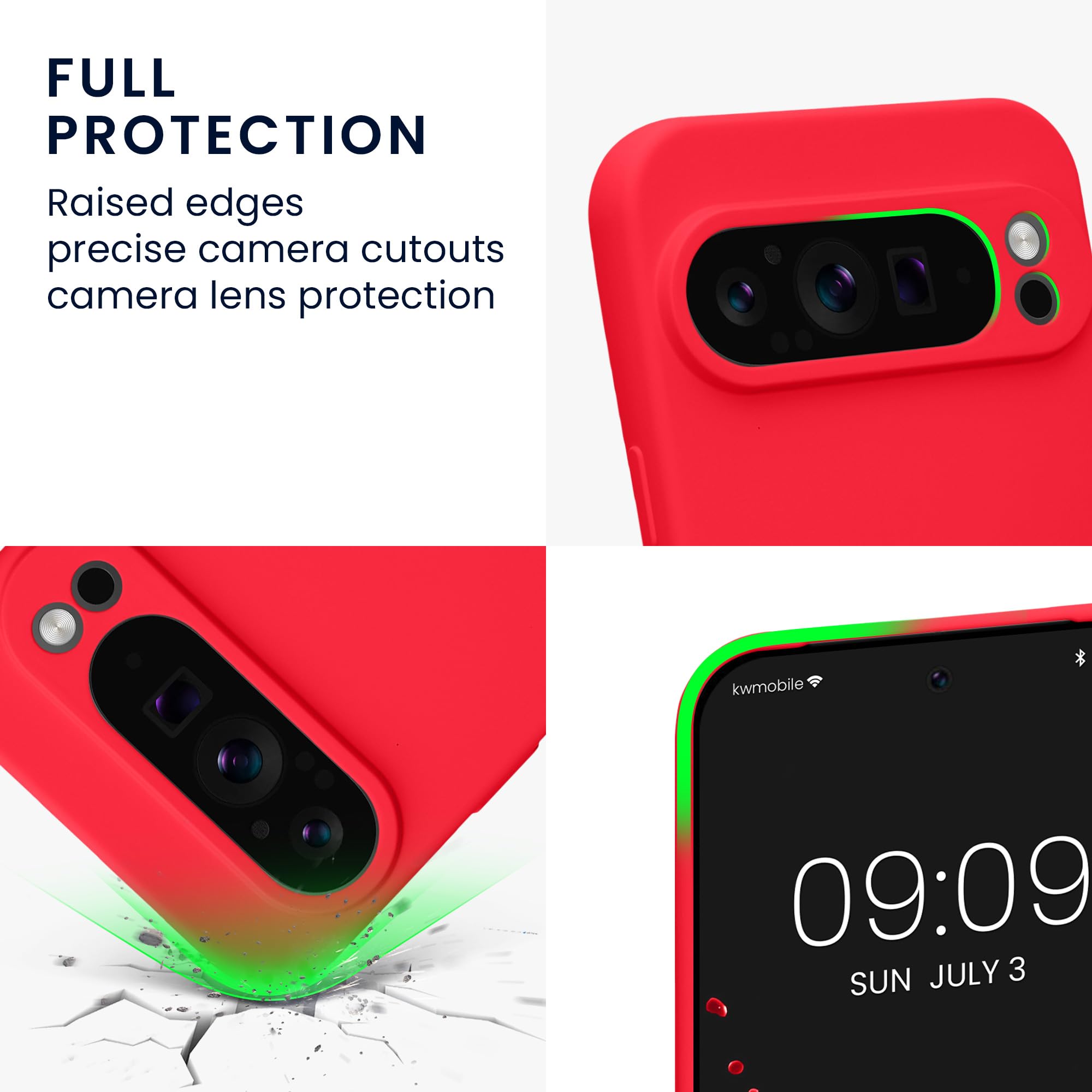 kwmobile Case Compatible with Google Pixel 9 Pro XL Case - Protective Slim TPU Cover with Soft Matte Finish - Neon Pink - Image 3