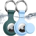 4-Pack IPX8 Waterproof for Airtag Holder, Soft Silicone Case Keychain Compatible with Apple AirTags 1st & 2nd Generation, Shockproof and Anti-Scratch Cover for Pet Collar, Keys, Bags, Luggages