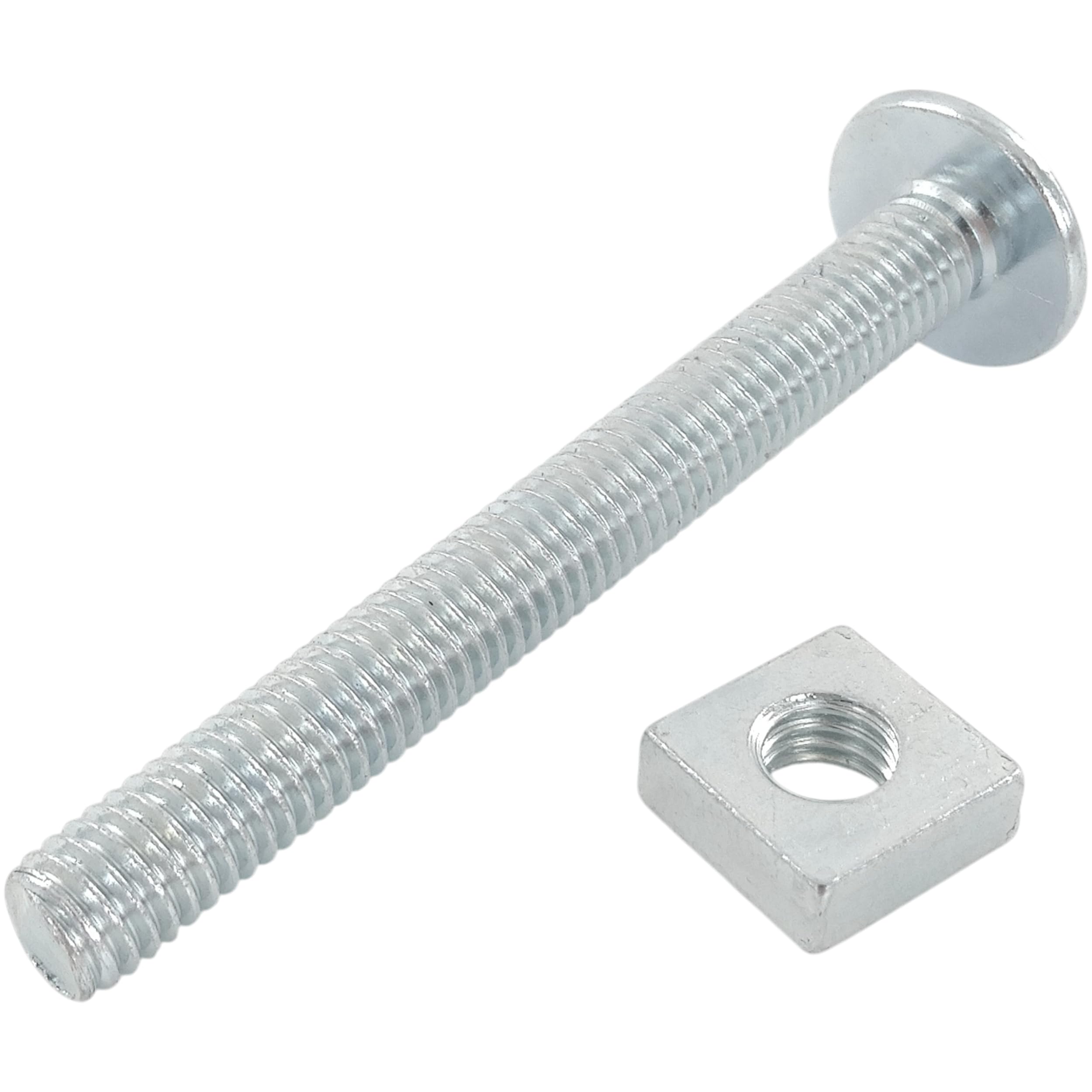 Merriway Bright Zinc Plated Bh07602 (8 Pcs) Roofing Bolt & Nut Steel M8 X 70Mm - Pack Of 8 Pieces, Silver