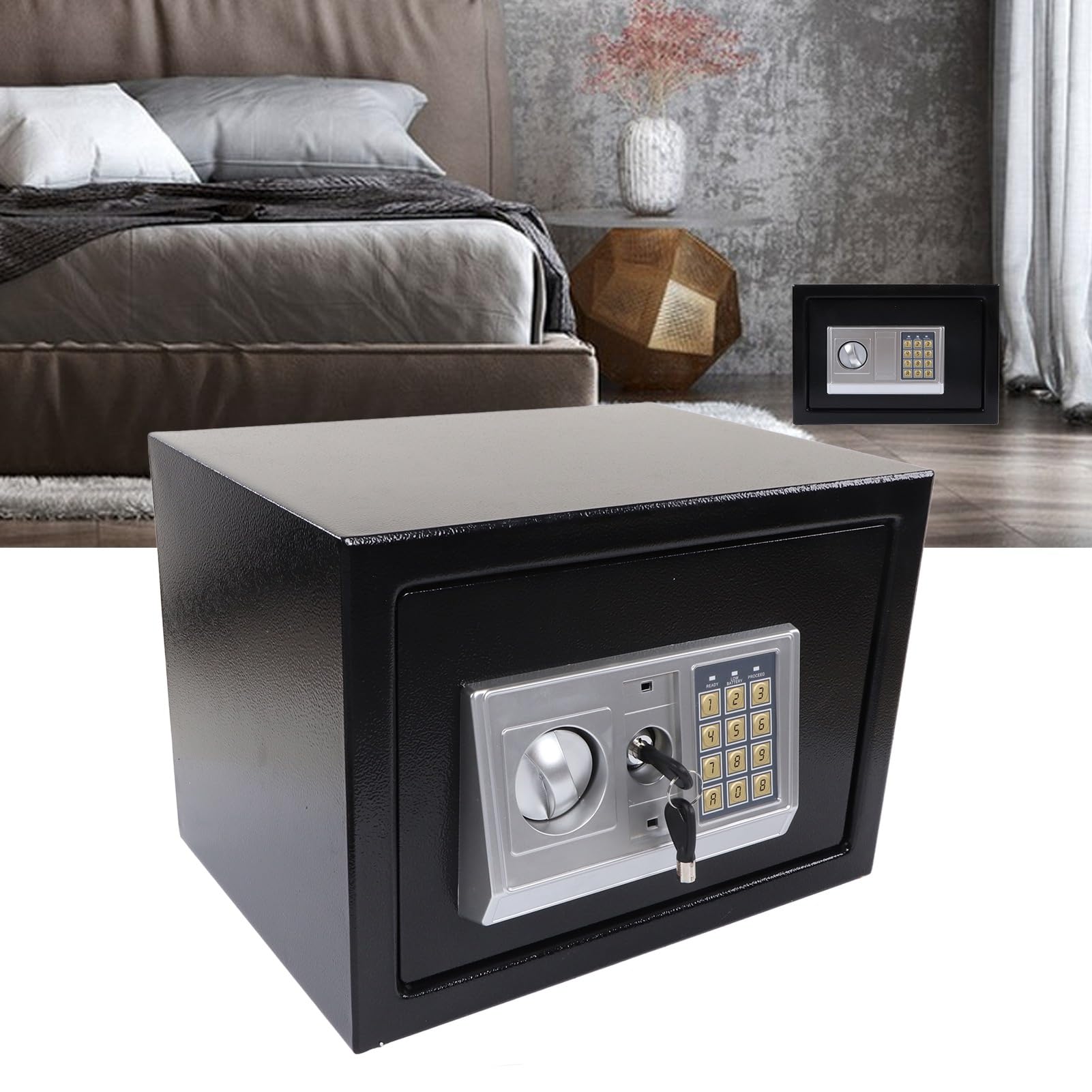 Electronic Safe Box Password Security Box/Cover High-Curity Home Cabinet für Wertsachen, Schmuck, Rechnungen und Dokumente, Schwarz