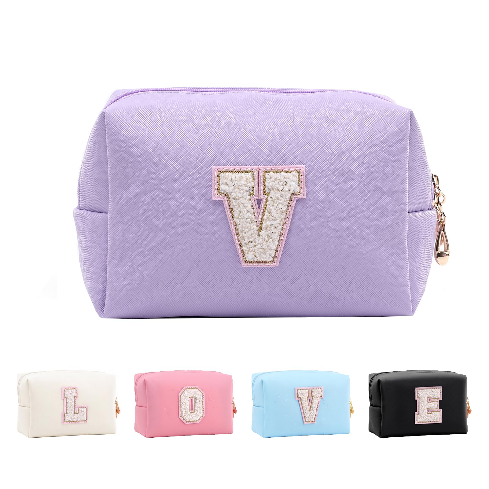 Bolsa de Maquillaje, Bolsa de Cosméticos Impermeable de Viaje, PU Cuero, Neceser de Baño, Bolsa De Aseo Y Almacenamiento para Mujer,Cosas Preppy para niñas Adolescentes (Letra A-Z) — view 181