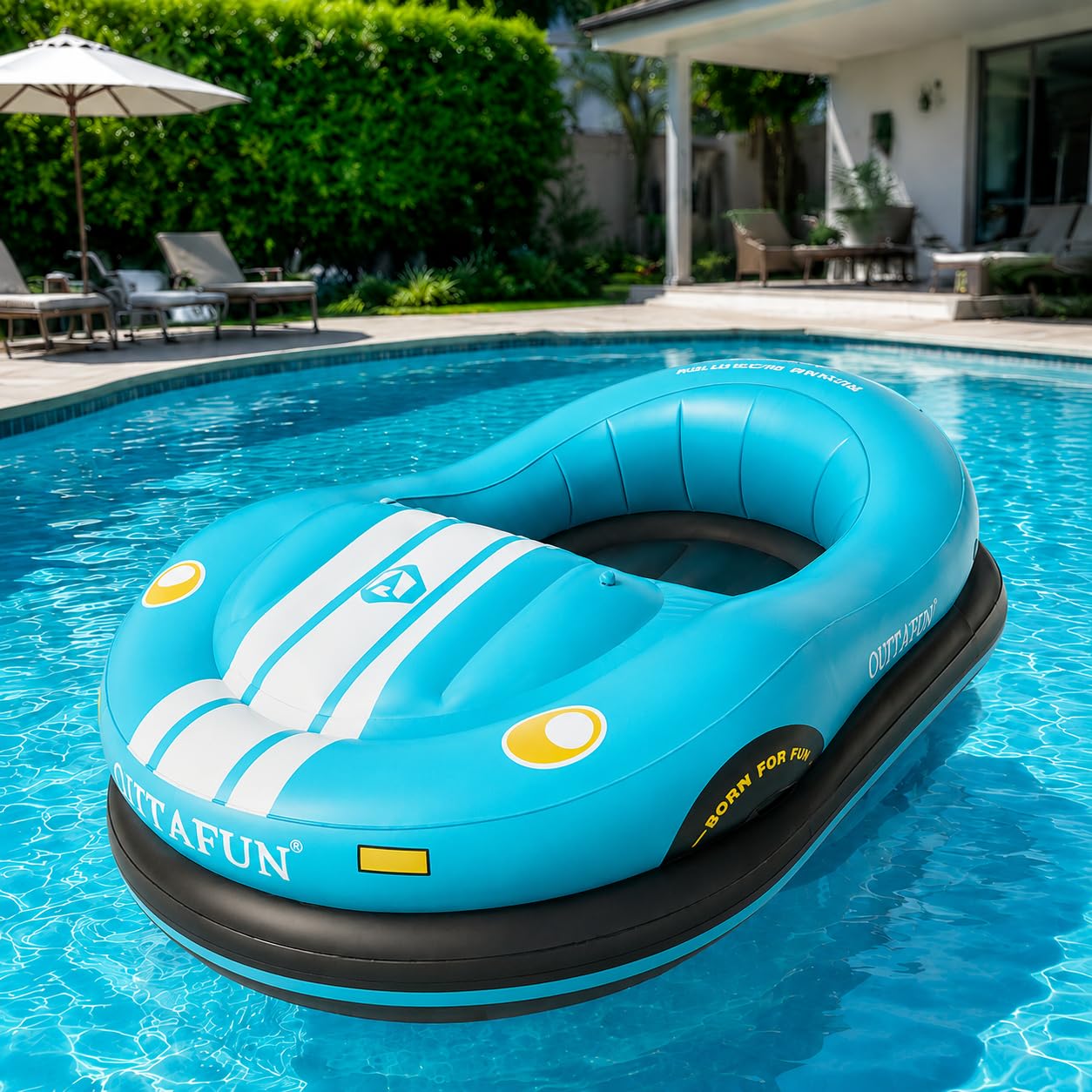 Motorized Floats for Lake, Electric Inflatable Boat for Adults Blue