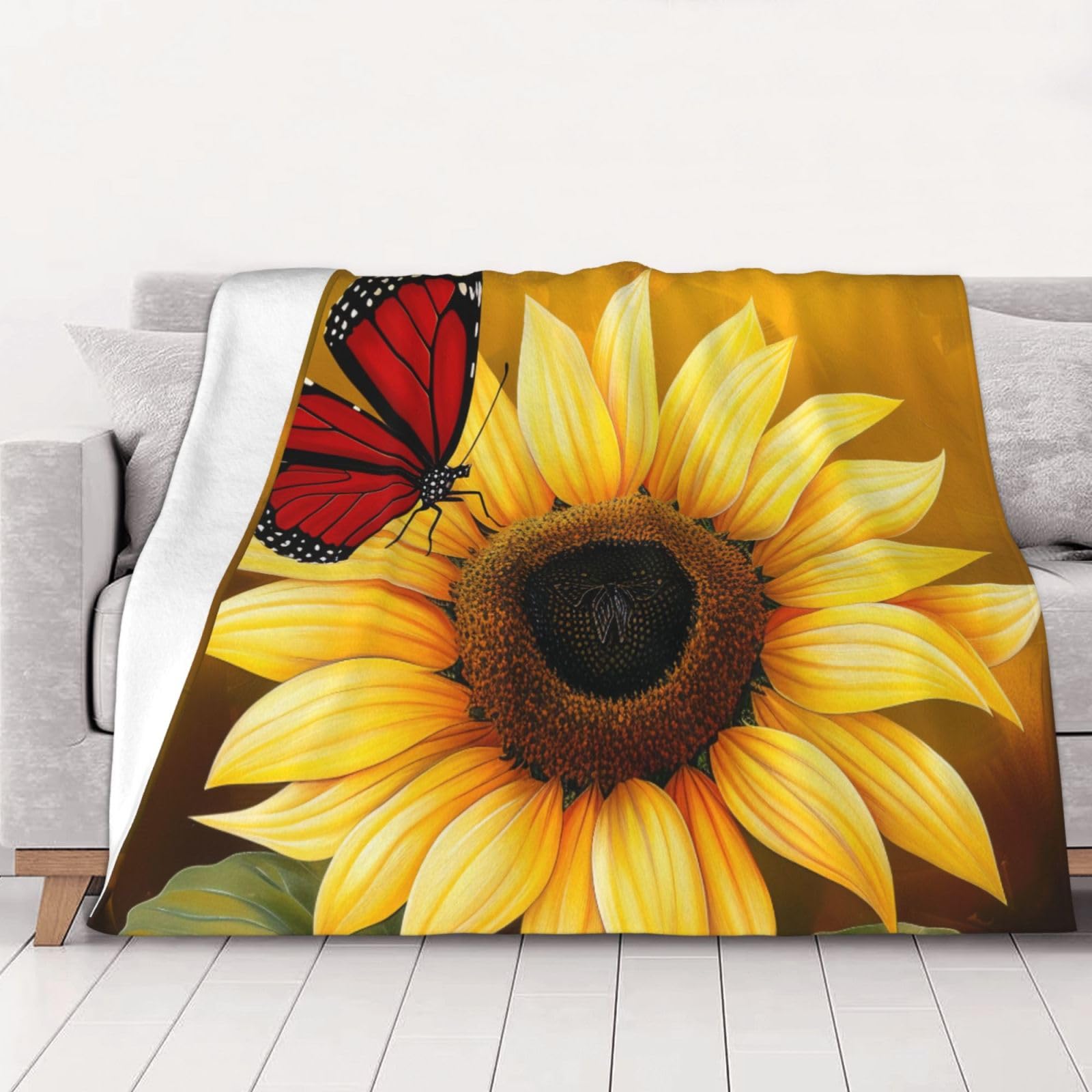 Idée cadeau femme et homme plaid flanelle tournesols doux