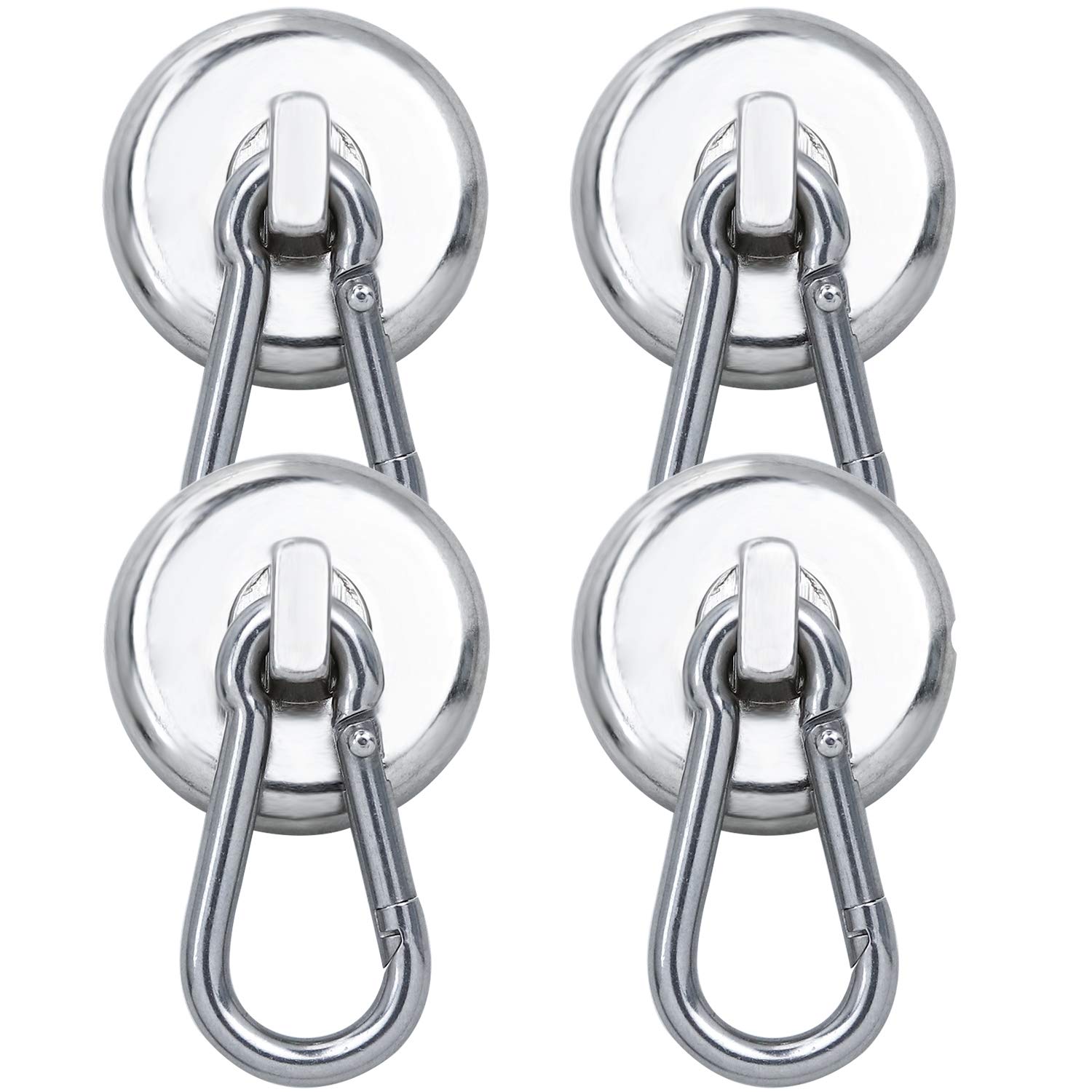 E BAVITE Magnetic Hooks,100LBS Strong Heavy Duty Neodymium Magnet Hooks with Swivel Carabiner Hook,Great for Your Kitchen,Refrigerator and Other Magnetic Surfaces(4 Pack)