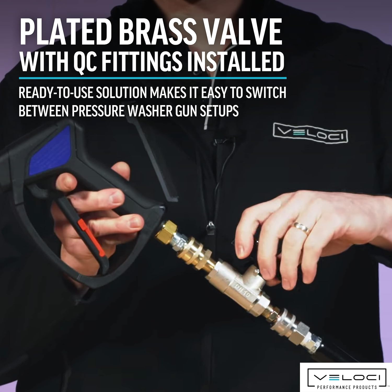 MTM Hydro Veloci 3/8" Plated Brass Ball Shut Off Flow Control Valve with Quick Coupler & Plug for Pressure Washer Attachments and Spray Guns, High Pressure, 3000 PSI Commercial Grade