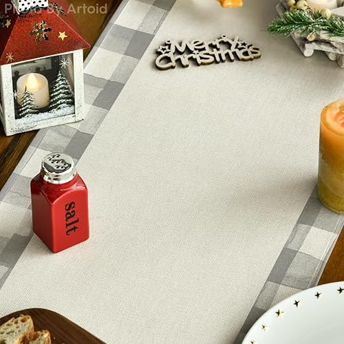 Miniatura 10 de Artoid Mode Waterclor Buffalo - Camino de mesa de Navidad con diseño de árboles de Navidad, decoración de mesa de comedor para interiores y