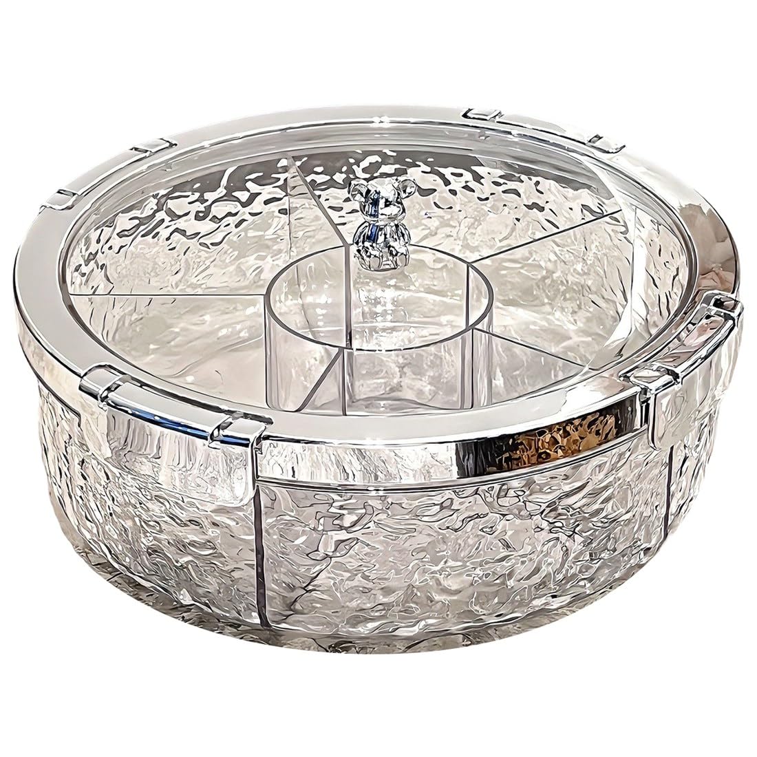 IJSDNVJNDX Candy Platter Snack Fruit Divided Plate Box Serving Tray Rack with Lid Compartment Storage Nut Dried Snacks Plastic Dish