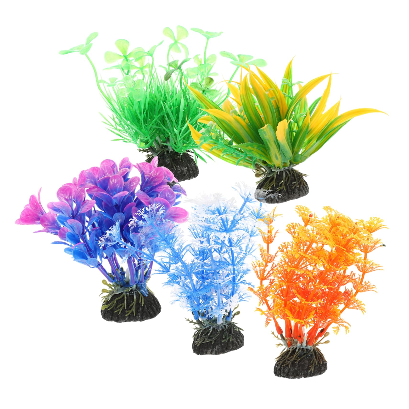 Yardwe 5 Set Decorazioni per Piante D'acquario Decorazioni per Acquari Pianta Fontana Pescare Piante Acquatiche Artificiali Decorative Ornamento di Piante Acquatiche Plastica 5 Pezzi*5