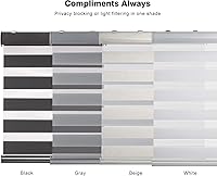 Vista 8 de Changshade RBS55WT72A - Persiana enrollable sin cordones estilo cebra con cajón, dos capas de malla y tela opaca para el día y la noche, 55 pulgadas