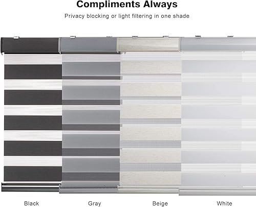 Miniatura 8 de Changshade - Persiana enrollable sin cordones estilo cebra con cajón, dos capas de malla y tela opaca para el día y la noche, 36pulgadas de ancho,