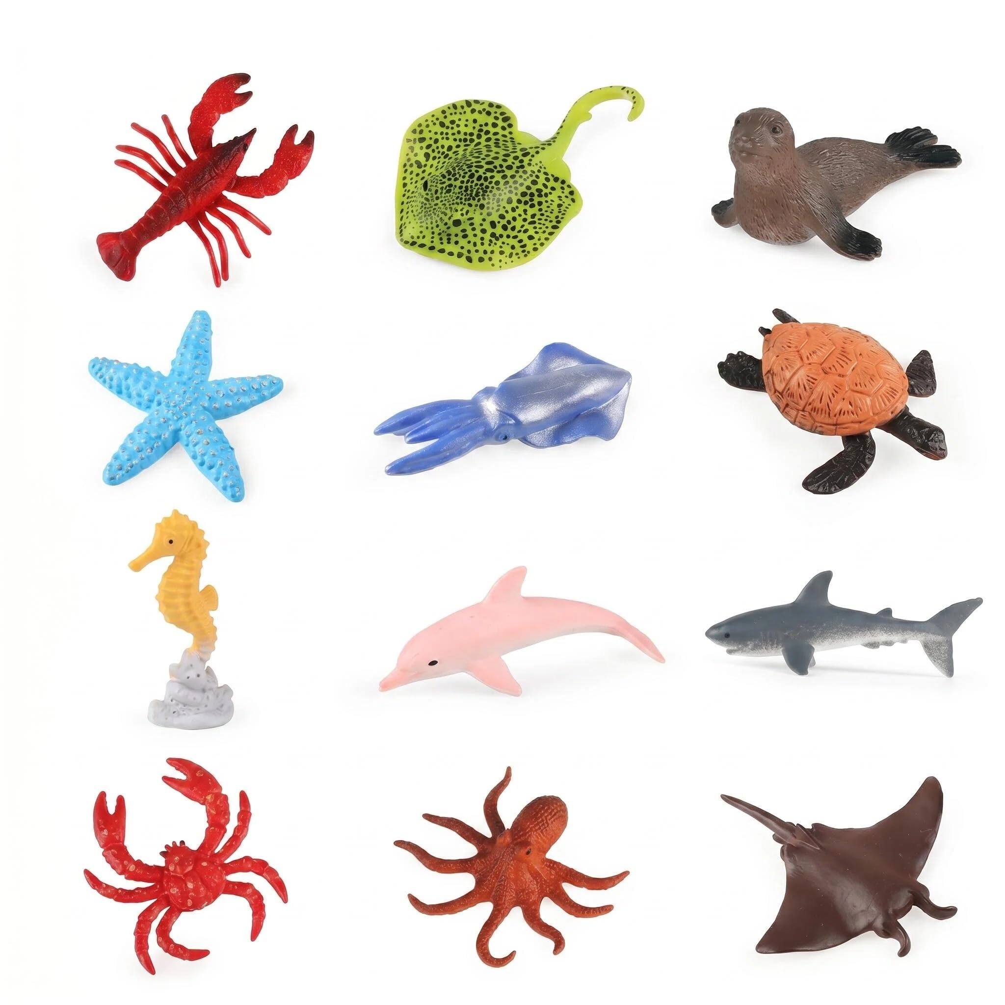 MIGIFTDY 12PCS Realistic Mini Sea Animal Figures, Plastic Marine Creature Model Playset, Portable Ocean Life Figurine Toy for Kids Educational Play, Cake Ornament, Landscape Decoration