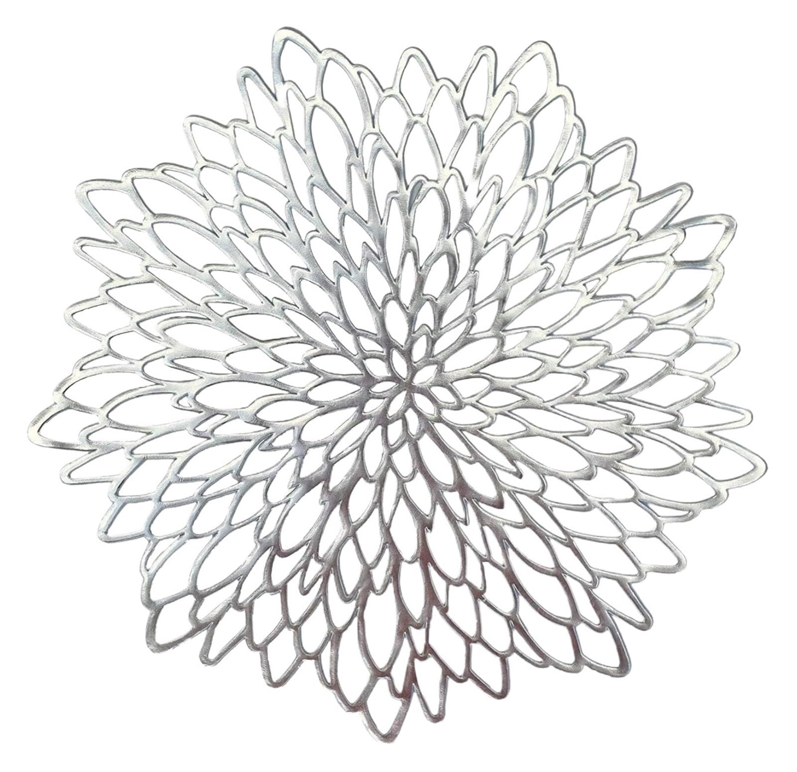6 Pcs Round Placemats Place Mats Holiday Wipeable Vinyl Kitchen Dinner Farmhouse Wedding(Sliver,38CM and 10CM)