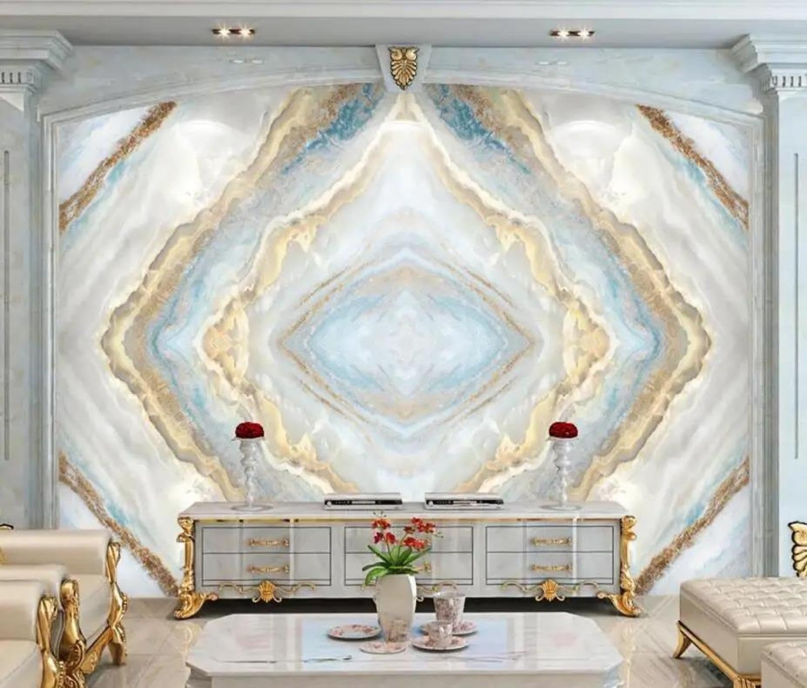 Papier peint en marbre 3D mural ILIYA en tissu non tissé pour salon