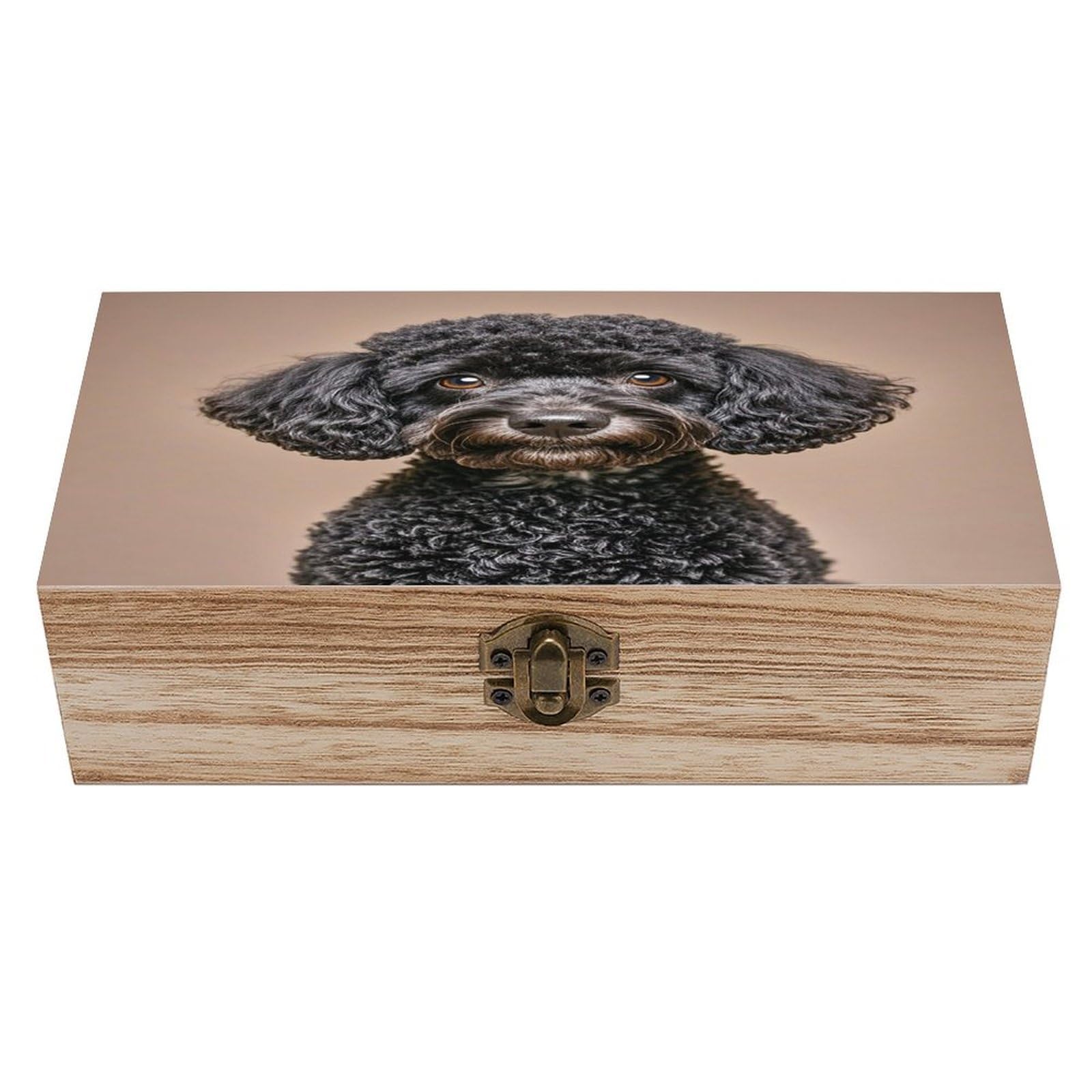 LZQPOEAS Cute Black Pug Wooden Box Storage Space to Organize Jewelry in A Beautiful Small Storage Box Decorative Card Boxes Memory Treasure Boxes for Crafts And Photo Storage