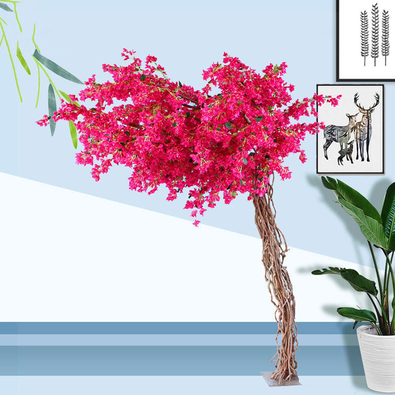 Ghirlanda di bouganville fucsia artificiale, albero