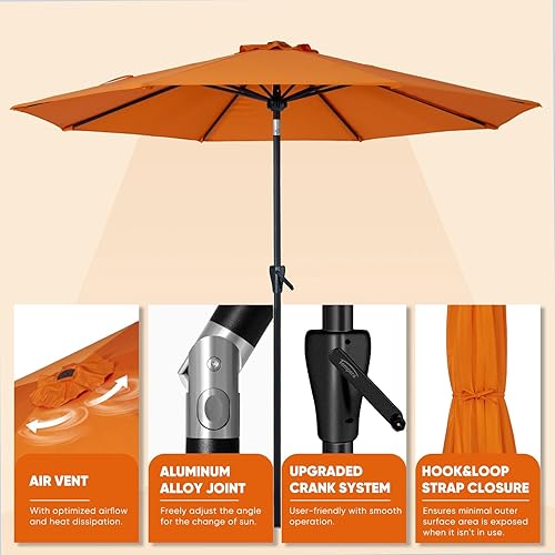 Miniatura 104 de Tempera Patio Market Outdoor Table Umbrella with Push Button Tilt and Crank,Large Sun Umbrella with Sturdy Pole&Fade resistant canopy,Easy to set