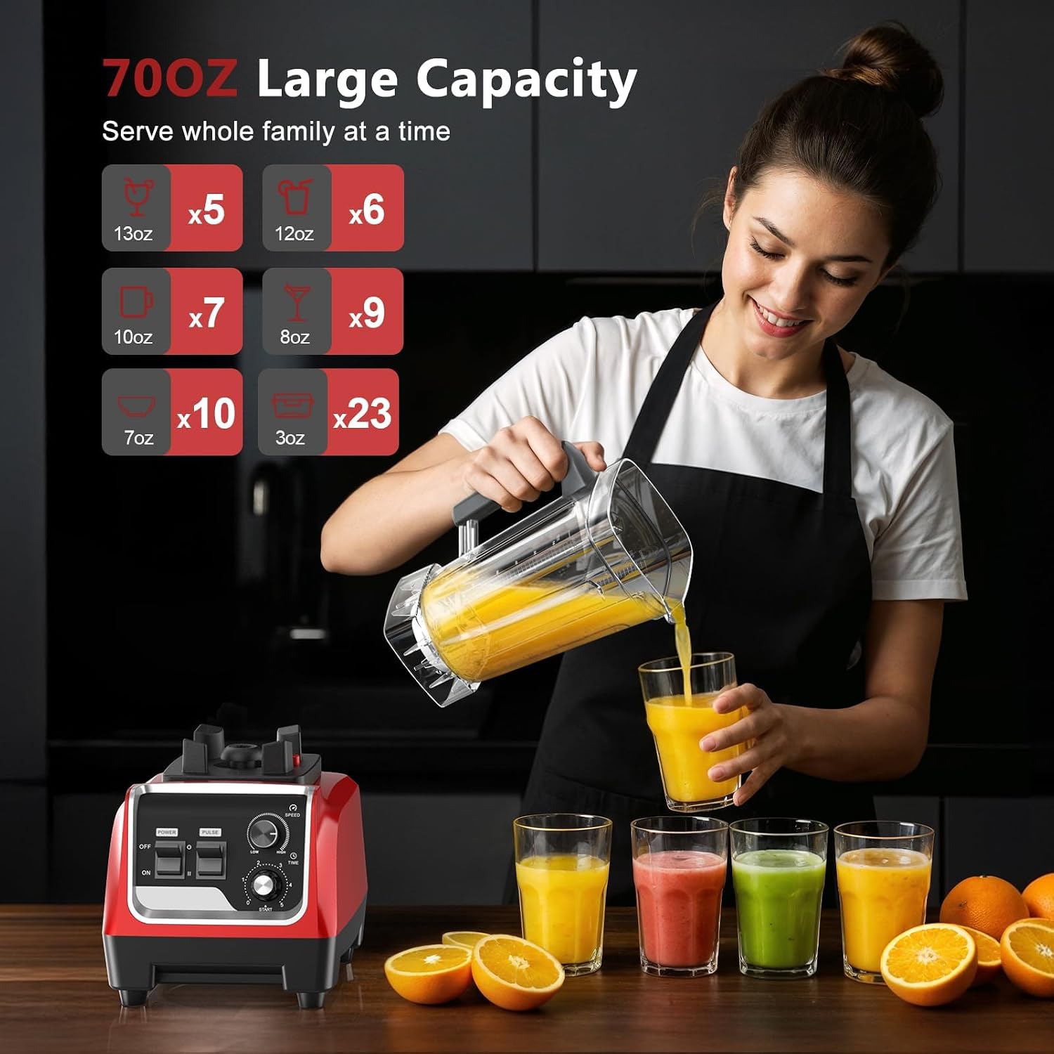 1800W Blender for Smoothies, Countertop Blenders for Kitchen with 70 Oz BPA-Free Pitcher and 20 oz To-Go Cup, 28000 RPM High-Speed Motor Blender for Ice Crushing, Milkshakes