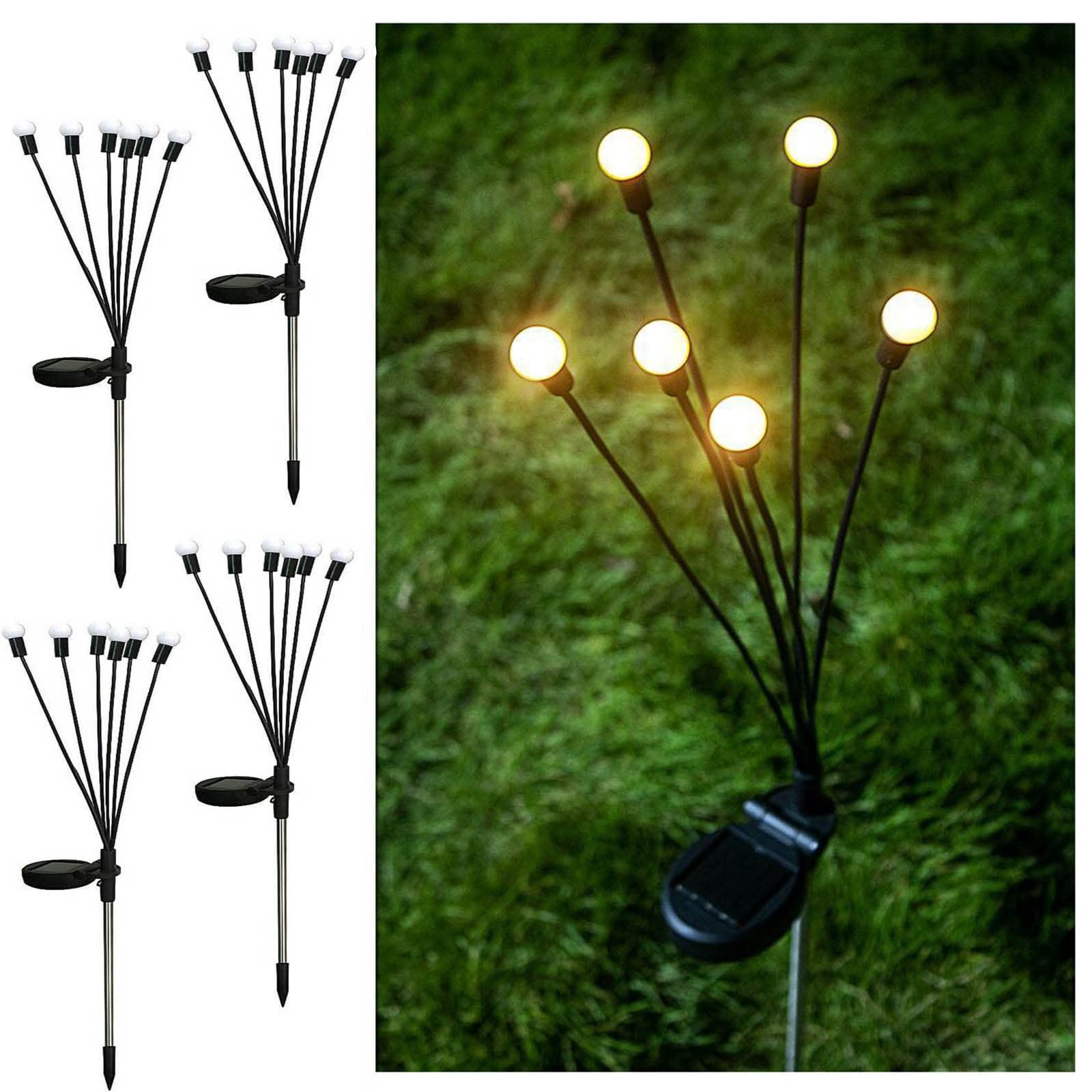 Luces solares para exteriores LED con luces solares de luciérnaga con 6 bombillas LED, luces decorativas de paisaje de camino, oscilación por viento (tamaño : 4 piezas)