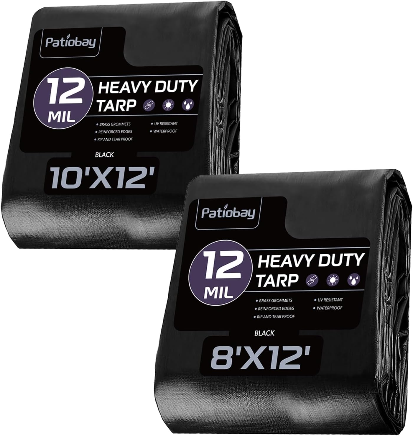 Tarp 12 Mil Large, Waterproof Tarps Heavy Duty with Grommets Every 23.6", Thick Plastic, UV Resistant Tear&Fade Resistant, Reinforced Edges for Outdoor Pool Camp Tent