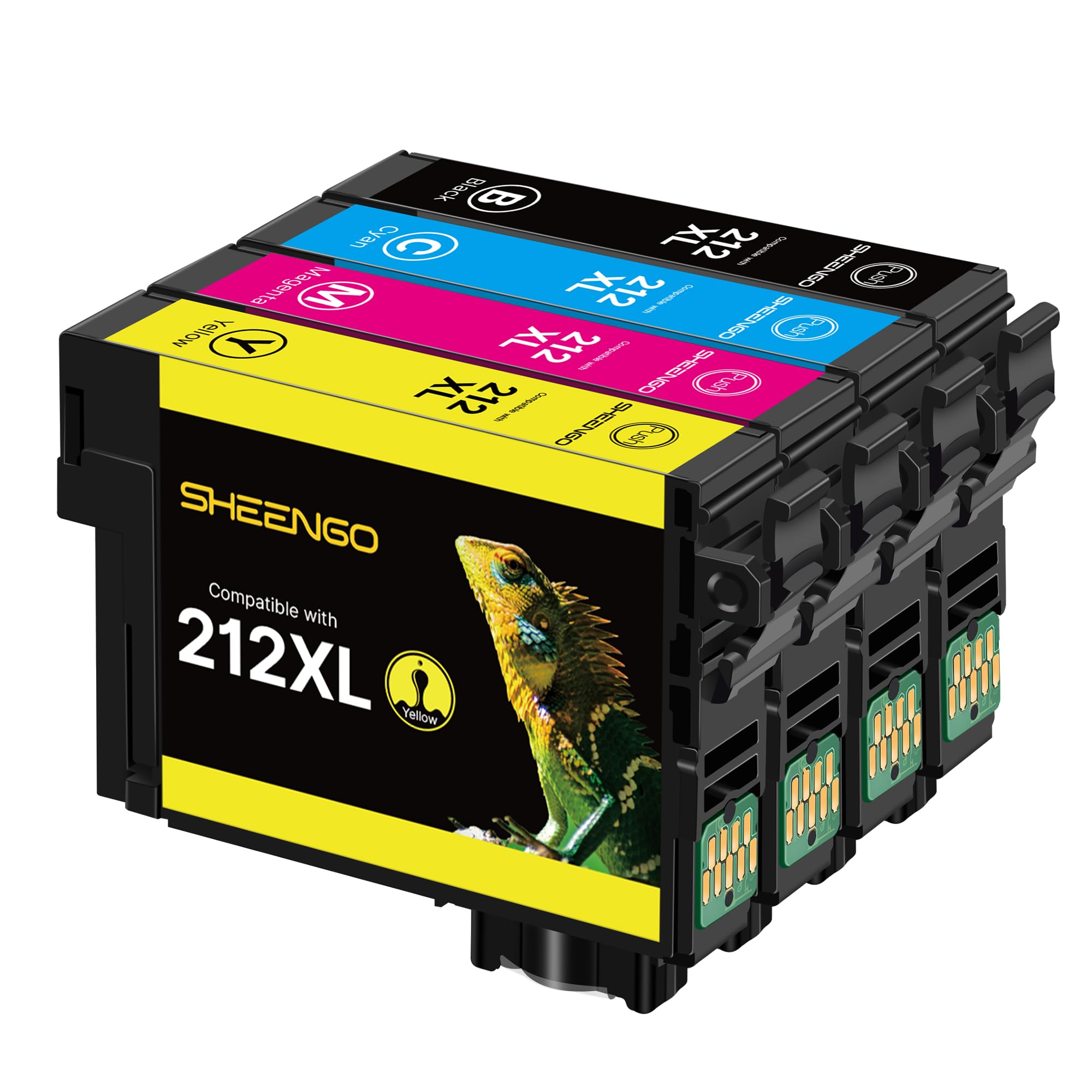 212XL 212 Ink Cartridges Remanufactured for Epson 212 Ink Cartridge 212 XL T212XL T212 Combo Pack High Yield Work with Expression Home XP-4100 XP-4105 Workforce WF-2830 WF-2850 Printer Ink (4 Pack)