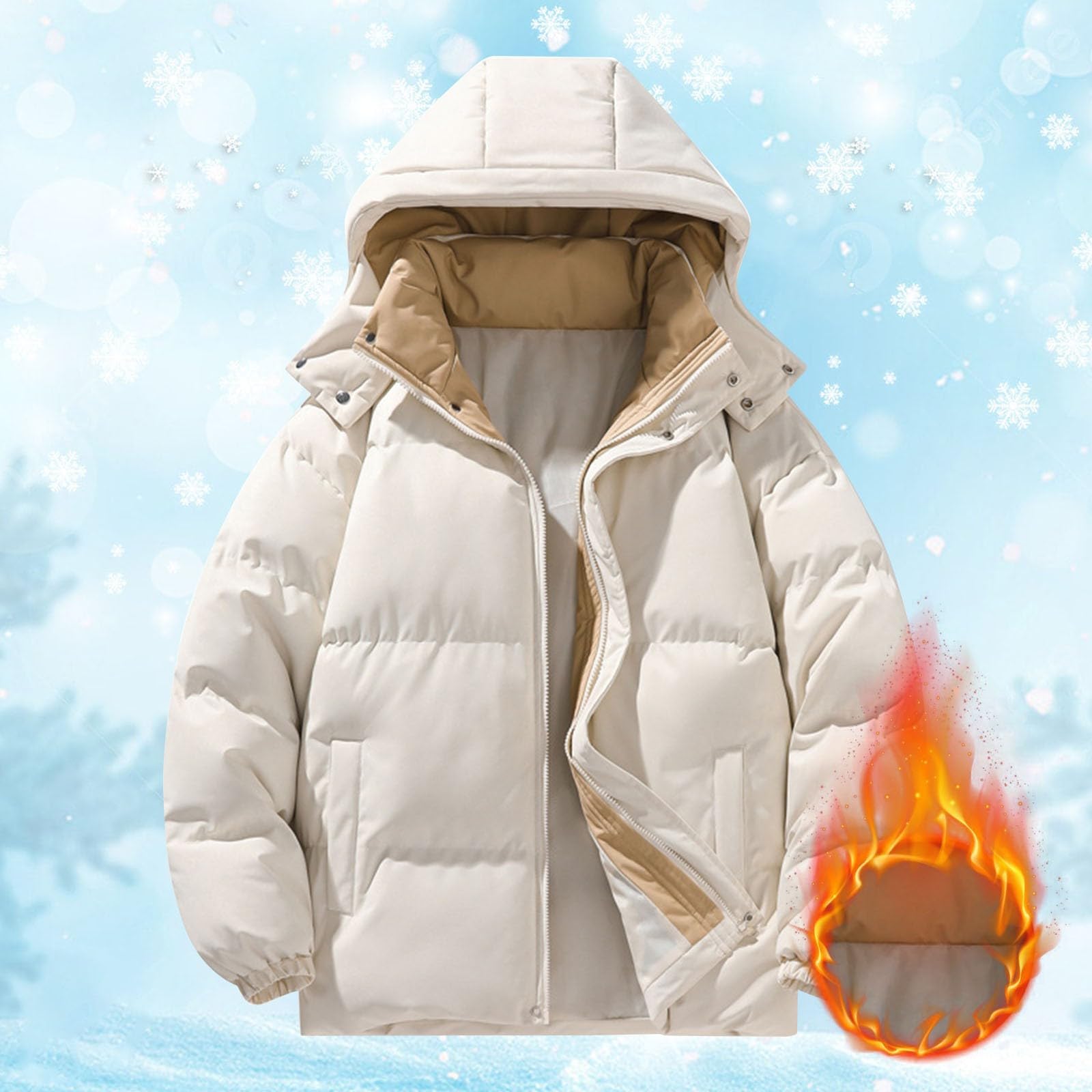 Chaqueta de plumón para mujer, ligera, corta, ligera, con capucha, abrigo de plumón, chaqueta de invierno, forro cálido, con cremallera, abrigo acolchado para exteriores, chaqueta acolchada