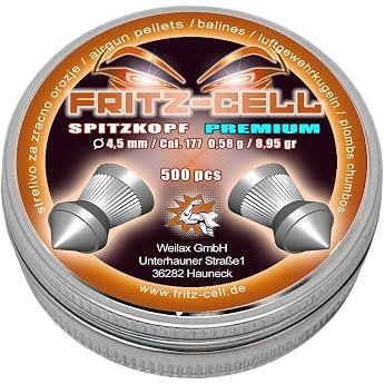 Fritz-Cell Diabolos 4.5mm Pointed Head for Air Rifle/Pistol - Pack of 500