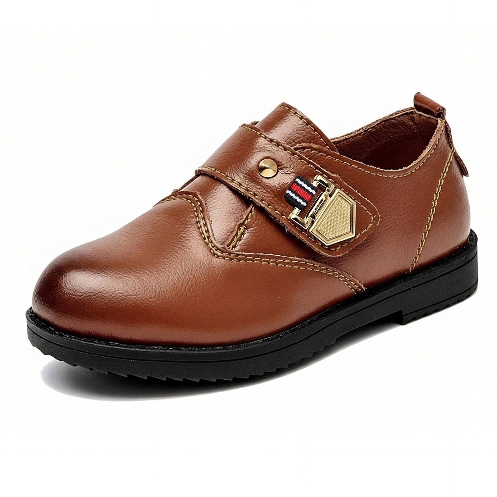 DADAWEN Anzugschuhe für Kinder Jungen Klettverschluss Halbschuhe Schule Uniformschuhe