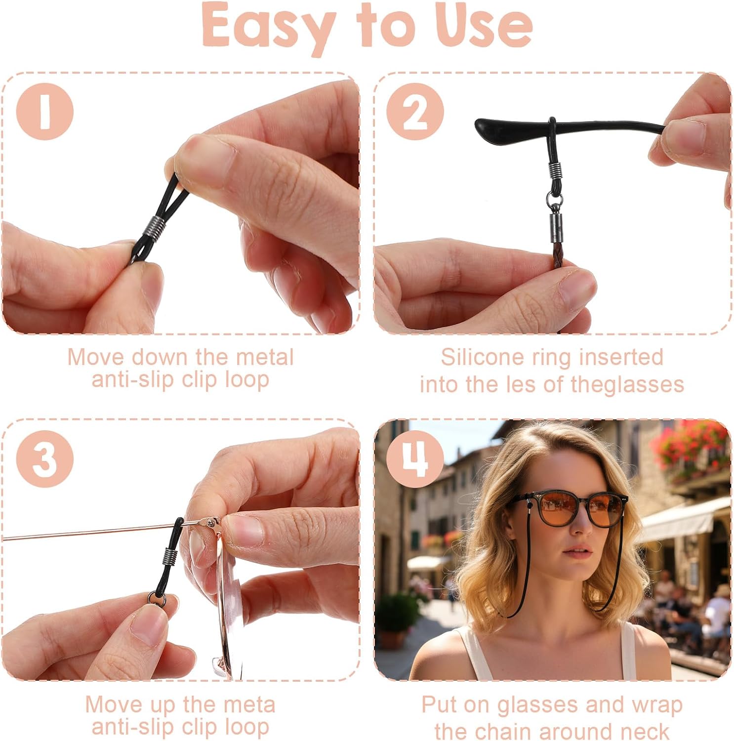Ouligay 6 PCS Leather Glasses Holder Strap Fashion Glasses Lanyard Soft Eyeglass String for Women and Girls Eyeglass Holders Around Neck Stylish Elegant Reading Eyeglass Chains Multicolor