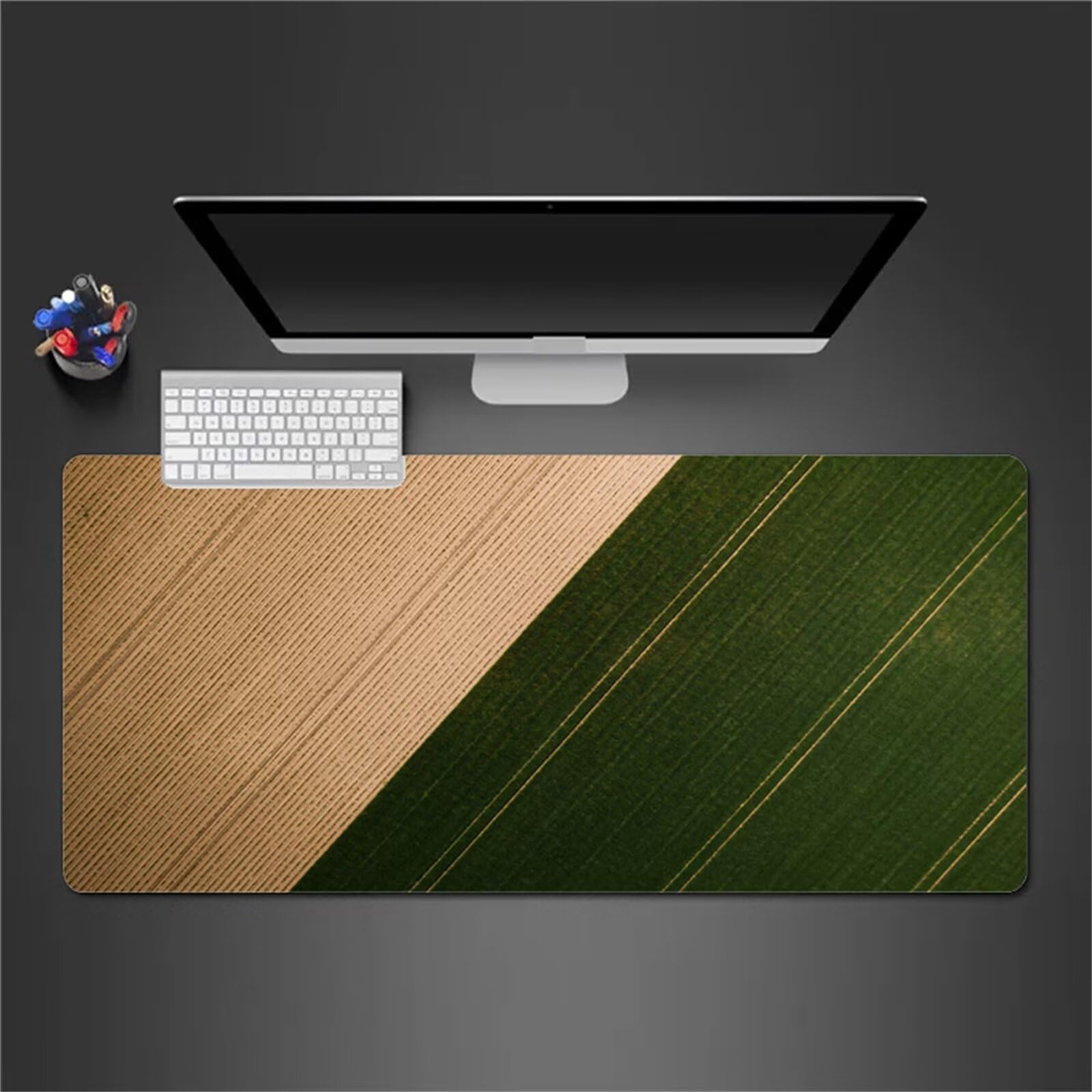 Alfombrilla Raton Gaming XXL 1200x600x3cm Alfombrilla de Ratón Grande Alfombrilla Gaming de Escritorio con Base Antideslizante para Gamers PC y Portátil (Marrón Verde)
