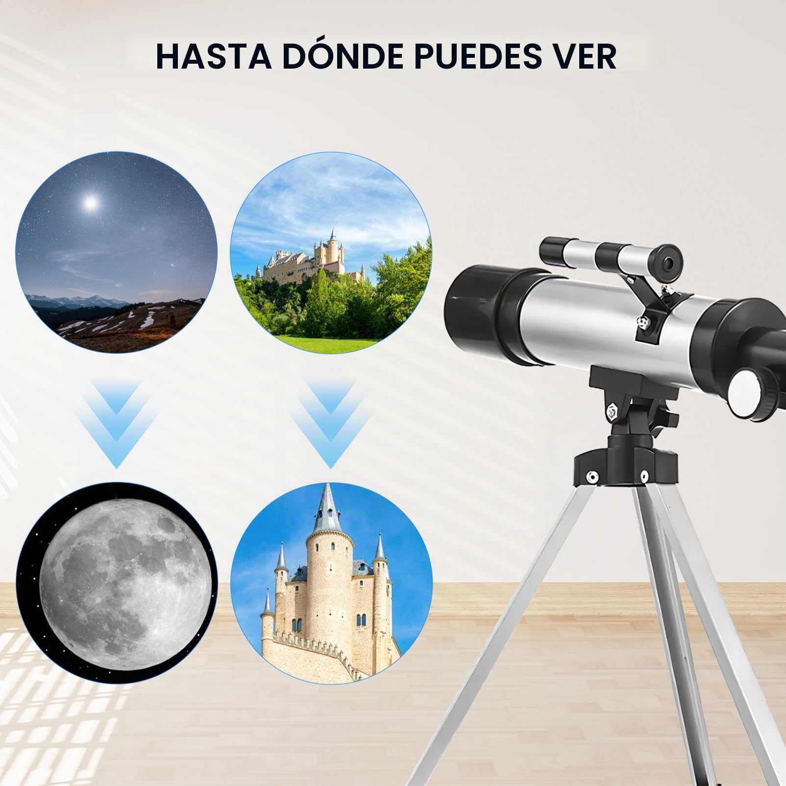 Balacoo Telescopio Astronómico Refractor para Adultos con Trípode Ajustable de Aleación de Aluminio y Diseño Portátil, Adecuado para Observación de Estrellas al Aire