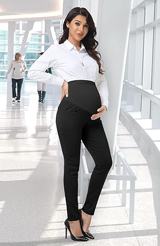 Miniatura 5 de PACBREEZE Women's Maternity Work Pants Stretchy High Waist Skinny Leg Pregnancy Business Casual Dress Pants