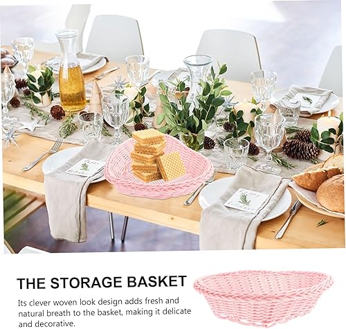 Miniatura 4 de BESTOYARD Cesta de ratán de amor, cesta de pastos marinos, cesta de plástico para alimentos, cestas de almacenamiento apilables, cesta de pan, cesta