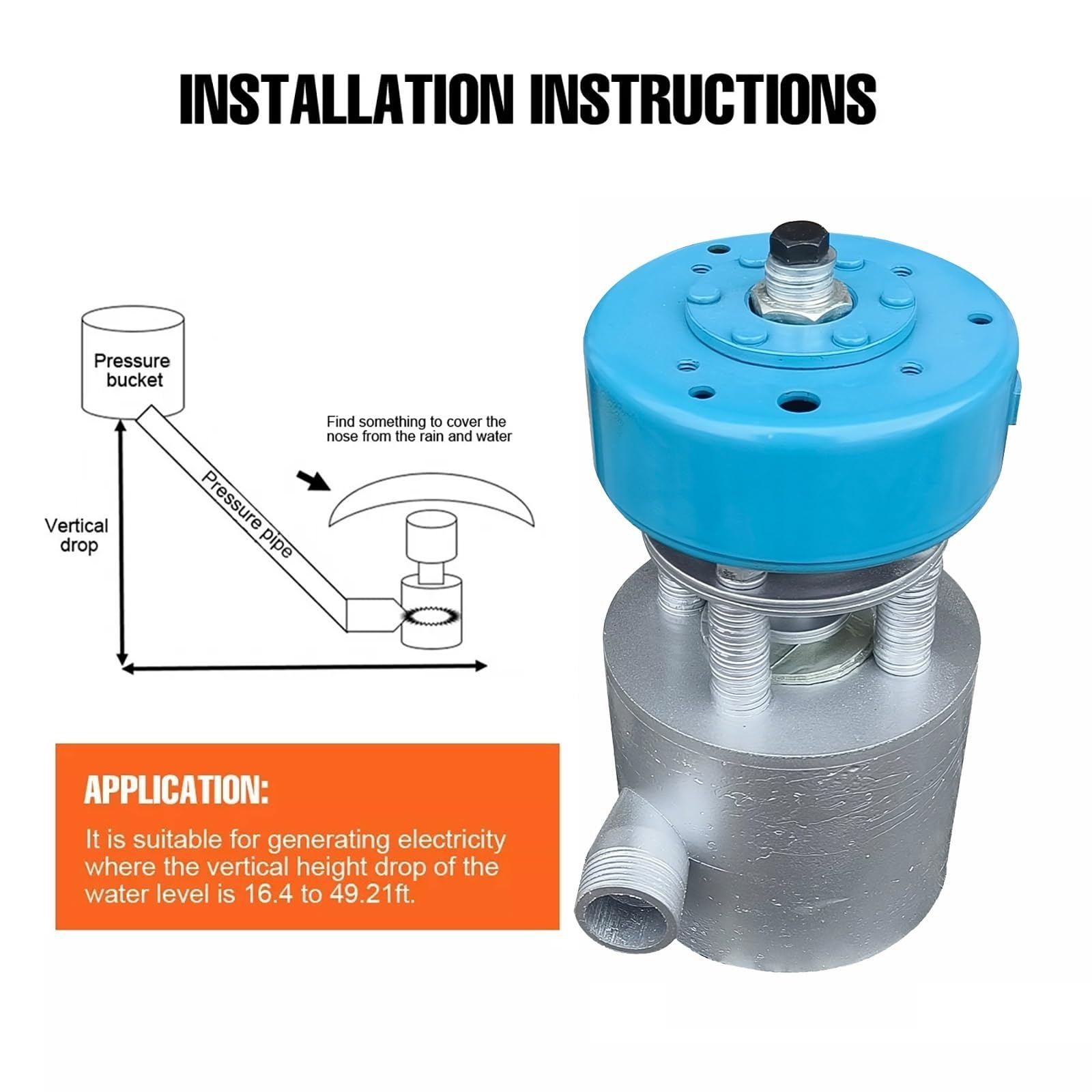 Generador Hidroeléctrico Portátil De 1000 W, 110 V-230 V, 3500 RPM, Minigenerador Hidroeléctrico Adecuado para Iluminación Doméstica Y Uso En Exteriores
