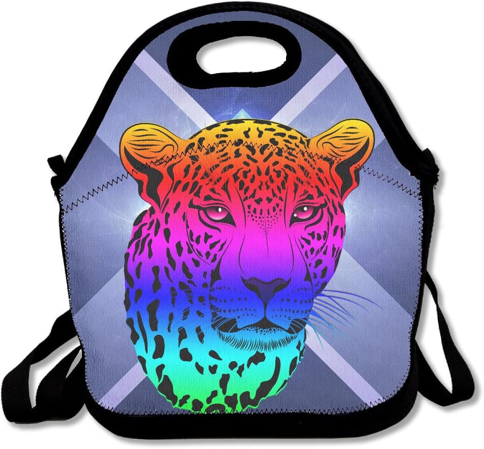 Animal Cheetah With Rrainbow Handy Portable Zipper Lunch Box Lunch Tote Lunch Tote Bags
