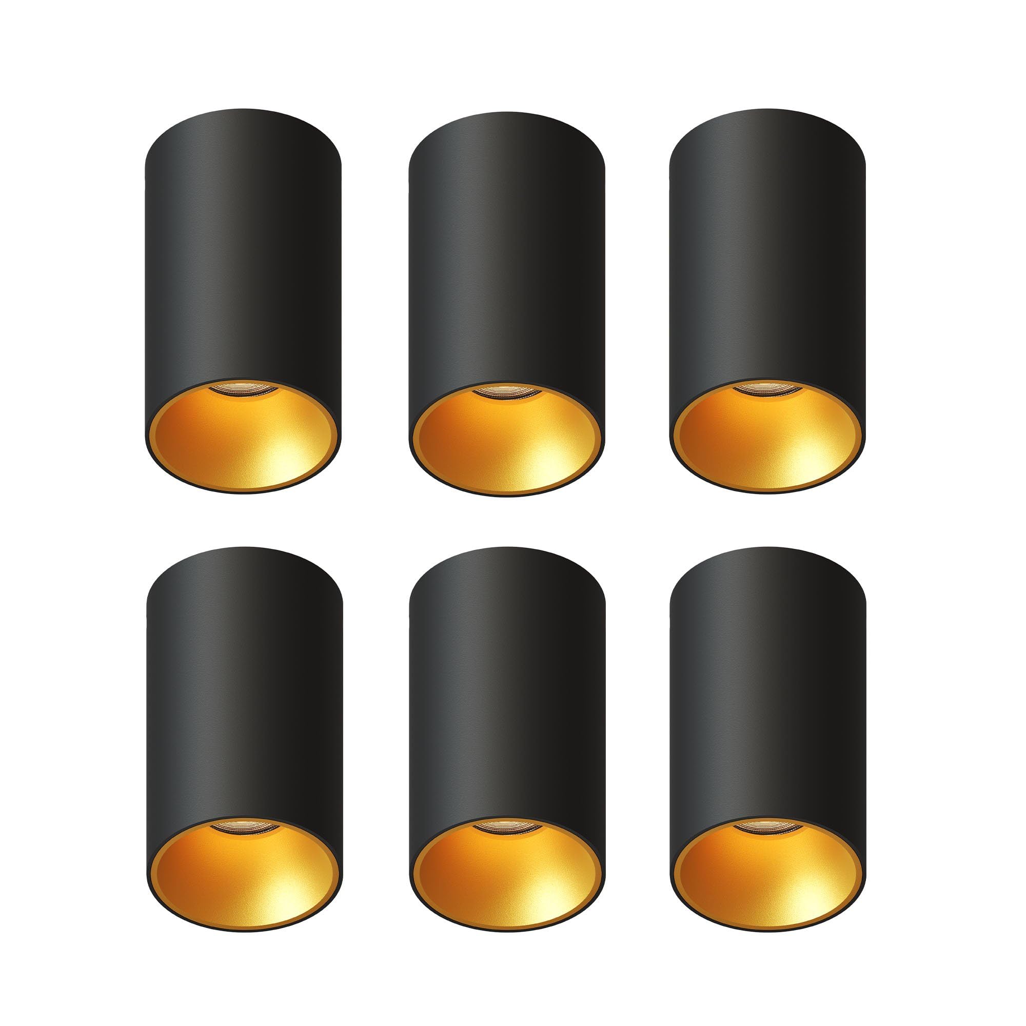 Ledvion 6er Set LED Aufbauspot Schwarz Rund 3W Warmweiss dimmbar | ø80mm; fuer trockene Innenraeume; mit Leuchtmittel geliefert; fuer Decke Flur Kueche und Wohnraum
