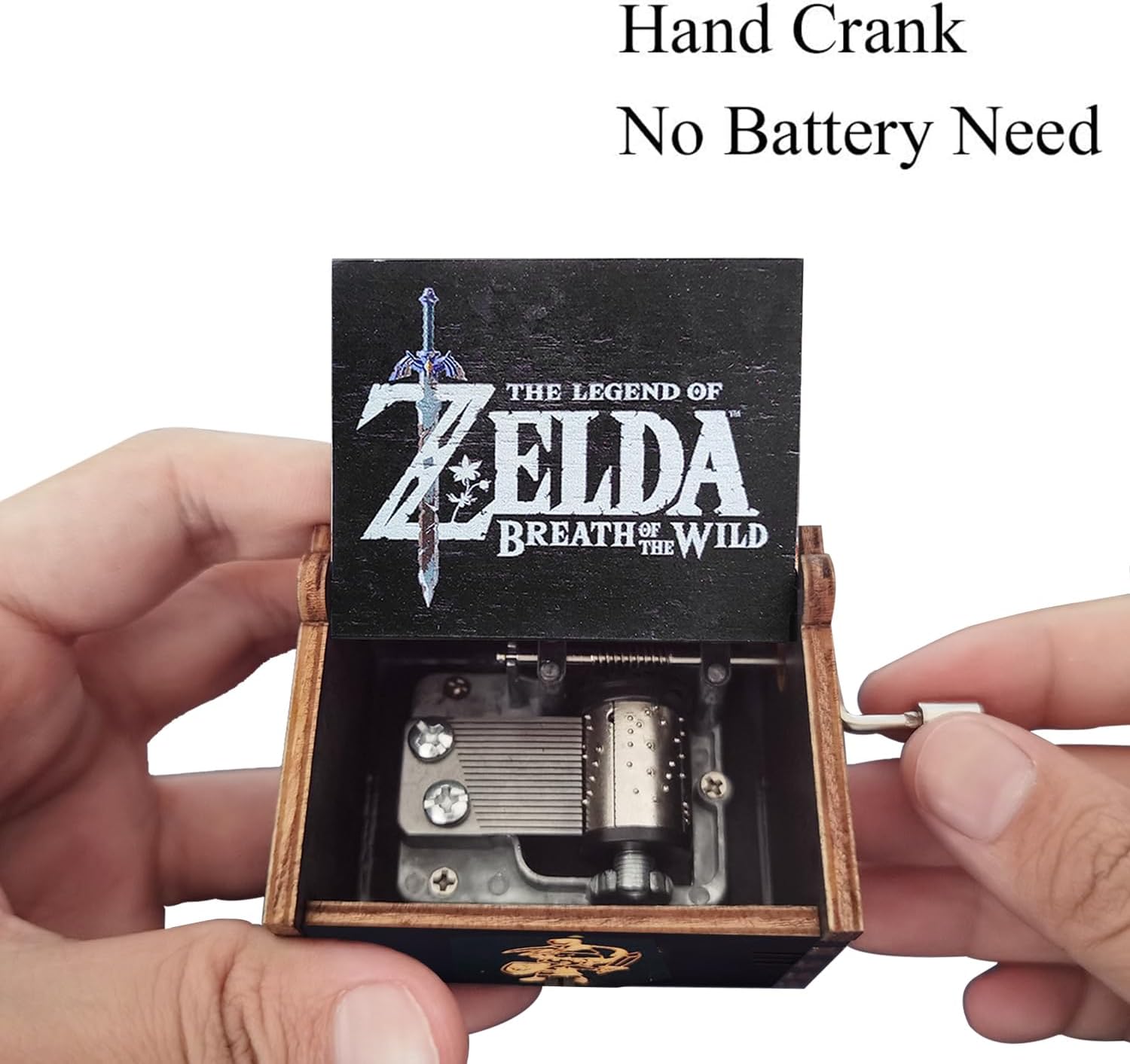 Bolunlun Legend of Zelda Merchandise, Wooden Hand-cranked Music Box, mini Antique Vintage Craft Laser Engraving Home décor Christmas, Wedding, Valentine's Day, Birthday Gifts
