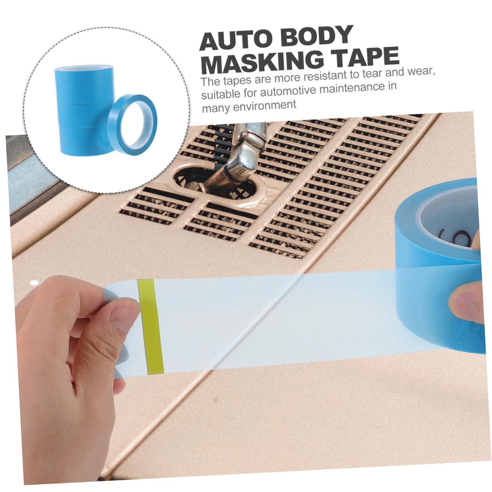 GALPADA 5 Rouleaux Ruban de Masquage Pet Haute Température pour Carrosserie Auto Peinture Ruban Adhésif Fin Résistant et Facile à Déchirer Kit Assorti pour Artistes et